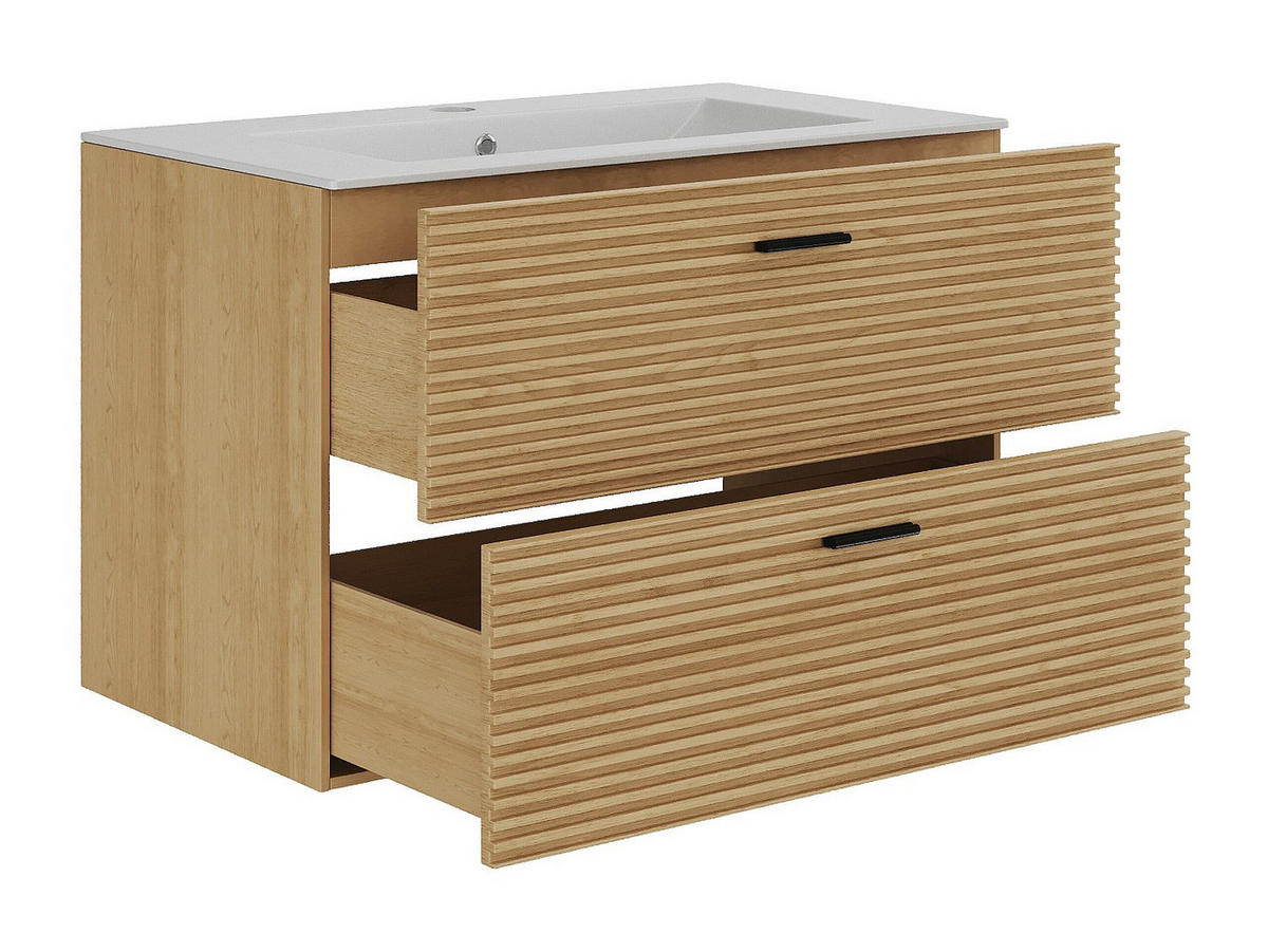 EINZELWASCHTISCH - 80 cm x 46 cm - Holz, Platte - Naturfarben Hell - SARONE - Naturfarben, Holz (80/55/46cm) - Vente-Unique