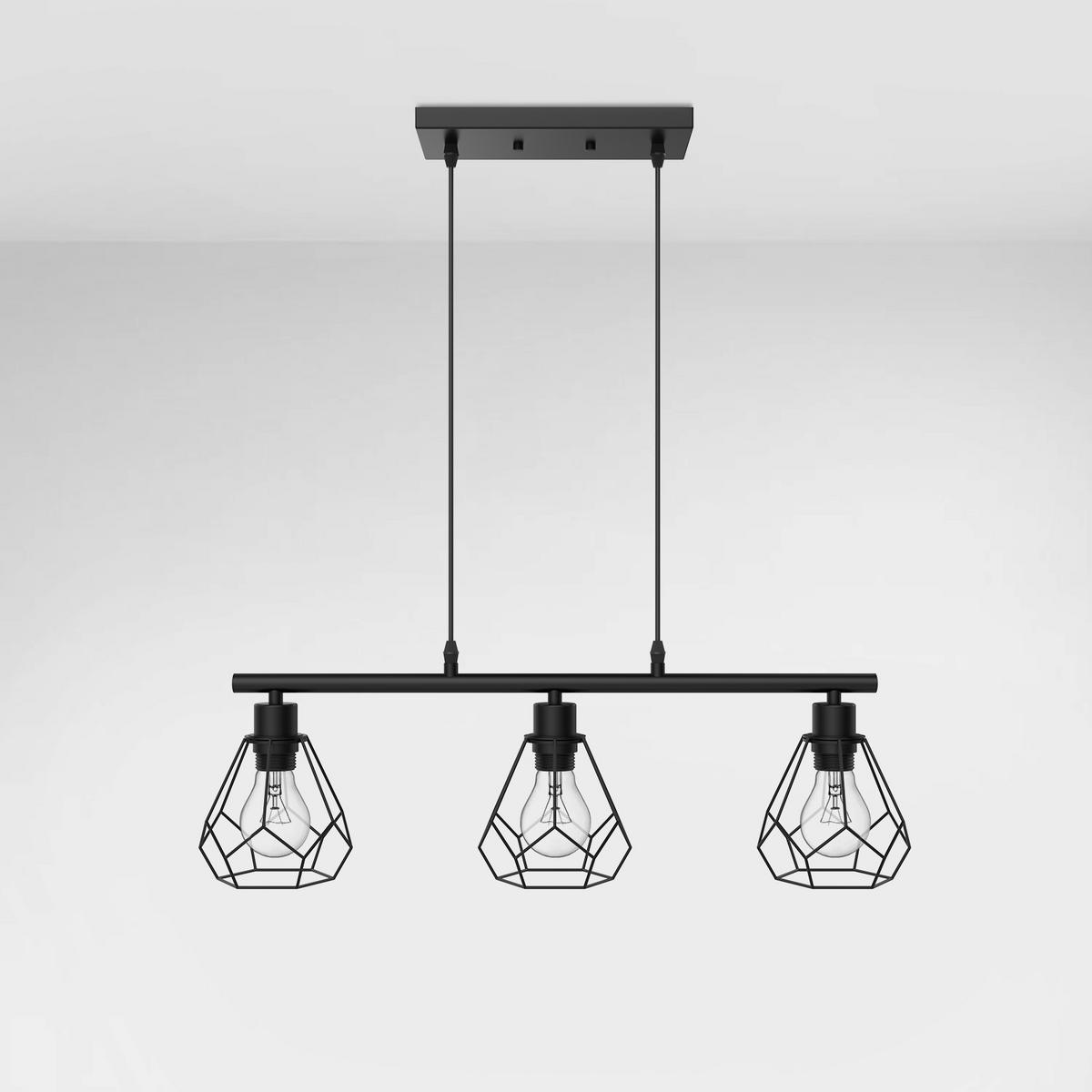 PENDELLEUCHTE mit Höhenverstellung, 3-flammig, schwarz - Schwarz, Metall (123/14.9/62.9cm) - EMKE