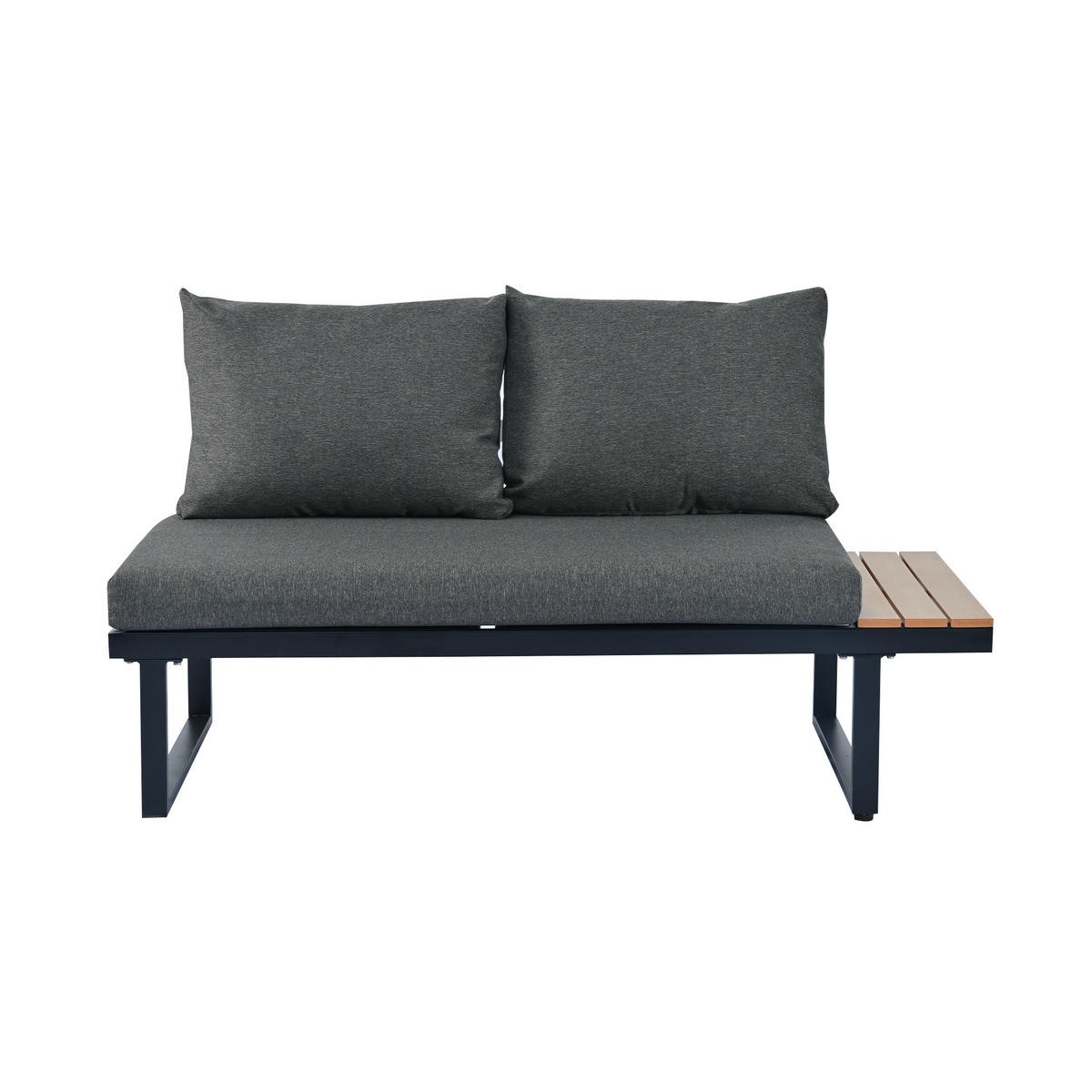 GARTENSET 189x189x65cm grau aus Stahl mit Teak-Imit, verstellbar - Grau, Textil - Modfu