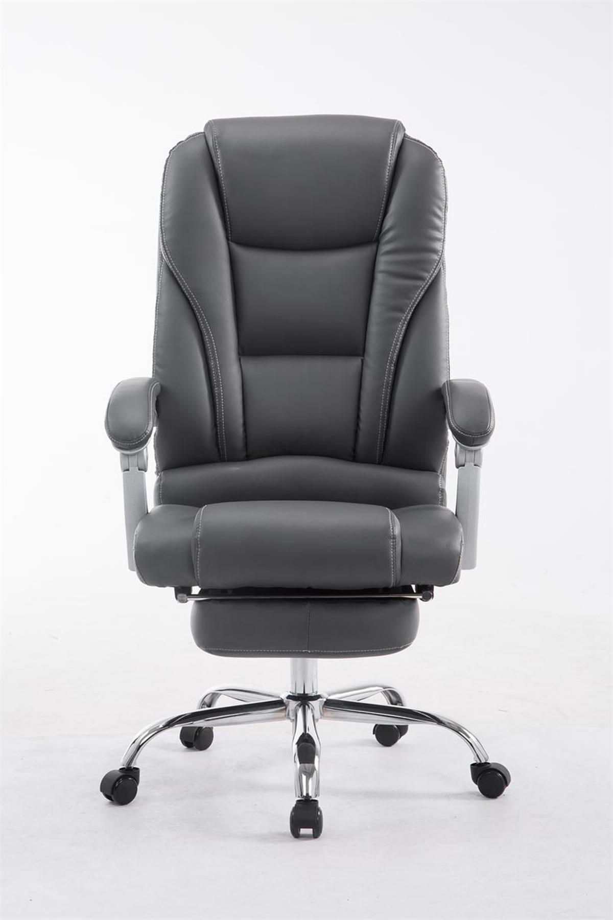CHEFSESSEL Lederlook grau - Chromfarben/Grau, Textil/Metall (68/118/64cm) - CLP