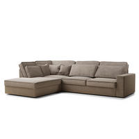 ECKSOFA Kirou Grau braun Chenille-Stoff - Links Seite - Graubraun/Schwarz, Holz/Holzwerkstoff (225/311cm) - Maison de Reve