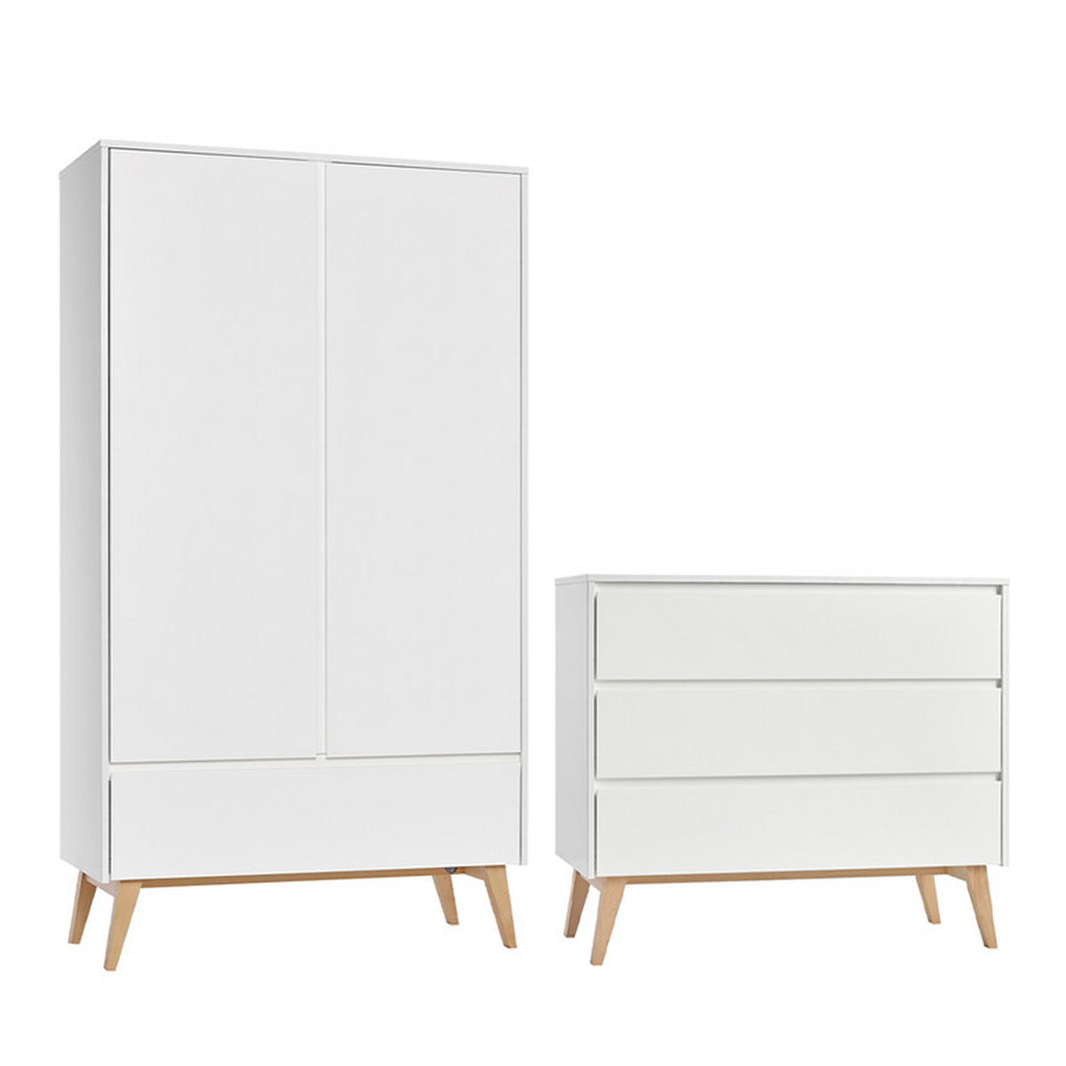 POKOJ PRO MIMINKO 2DÍLNÝ Bílá a dřevo - bílá, kompozitní dřevo (100/92/52cm) - Petits-meubles