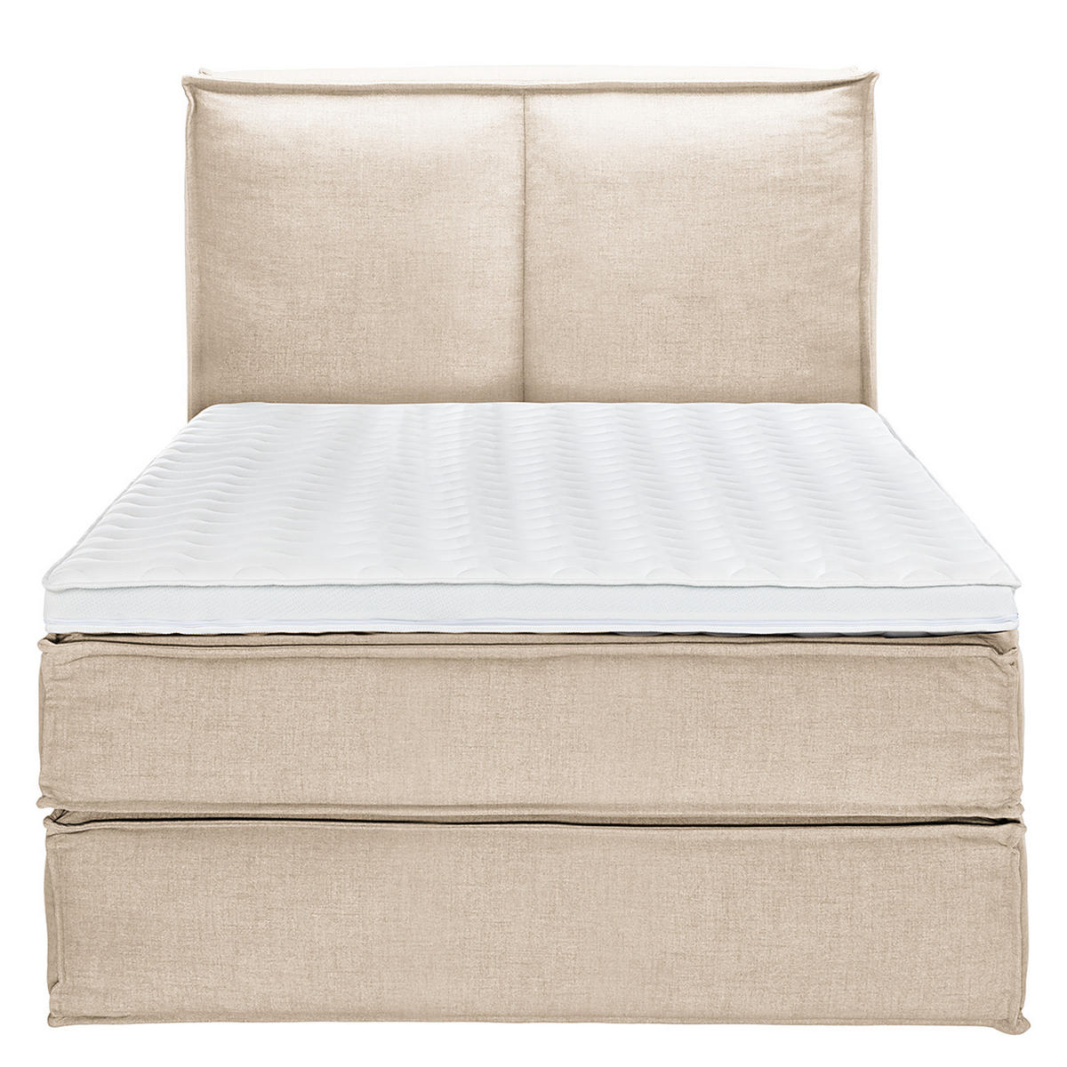 BOXSPRINGBETT mit Kopfteil - Premium - Beige, Textil (140/220cm) - home24