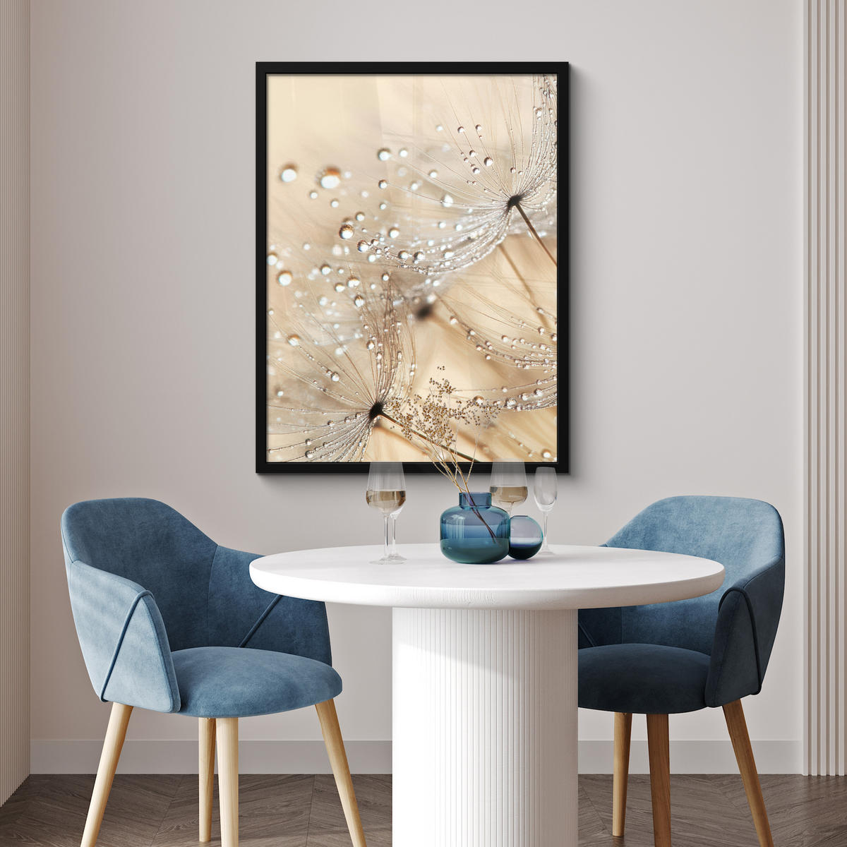 GERAHMTES BILD Löwenzahn - Abstrakt - Natur - Beige 60x80 cm - Braun, Papier (60/80cm) - MuchoWow