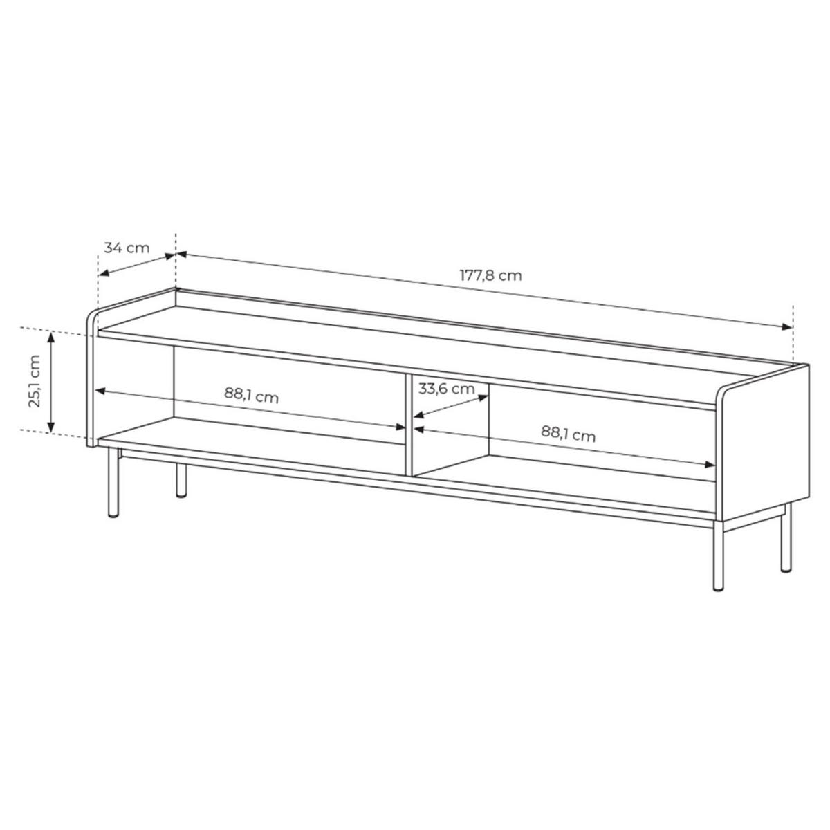 TV-LOWBOARD Liwelo Greige 181 cm - Taupe, Holzwerkstoff/Metall (181/50.2/38cm) - Selsey