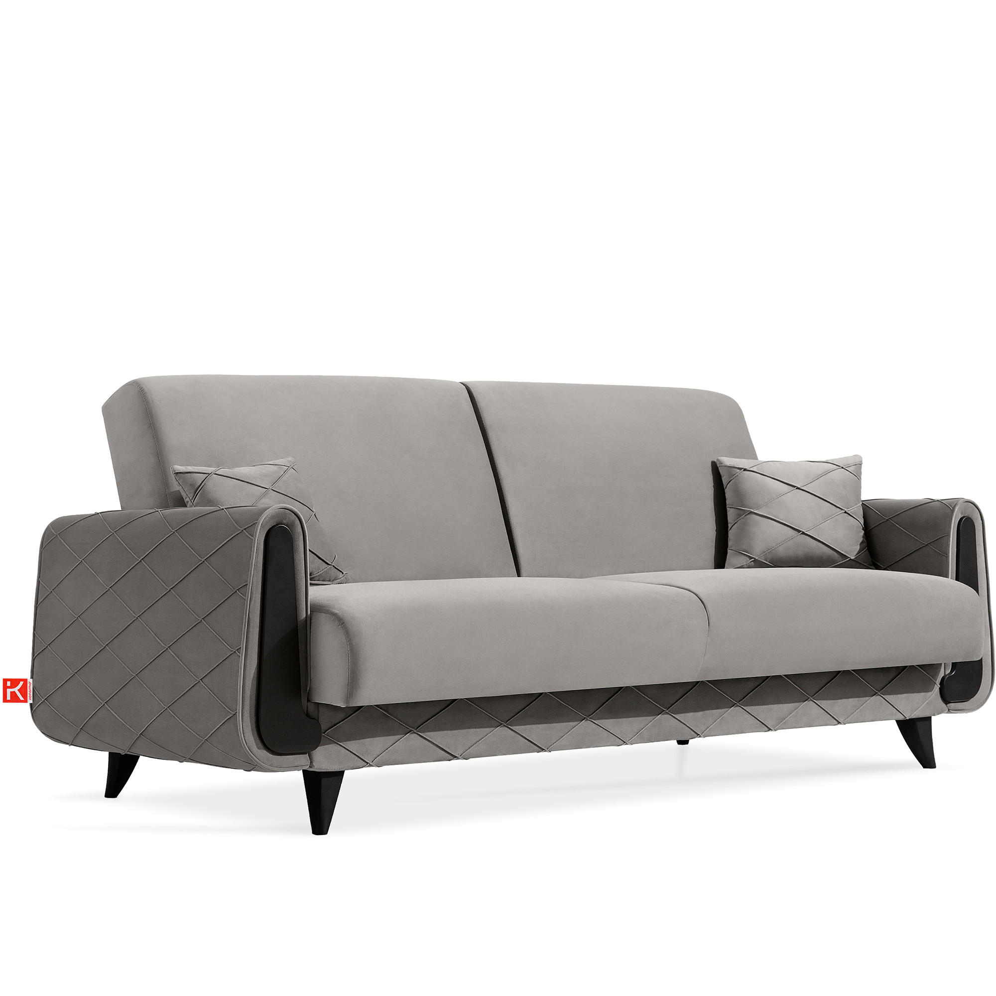 3-SITZER-SOFA GUSTAVO III Sofa 3 Velours, Hellgrau - Hellgrau, Holz/Holzwerkstoff (230/98/98cm) - KONSIMO®