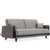 3-SITZER-SOFA GUSTAVO III Sofa 3 Velours, Hellgrau - Hellgrau, Holz/Holzwerkstoff (230/98/98cm) - KONSIMO®