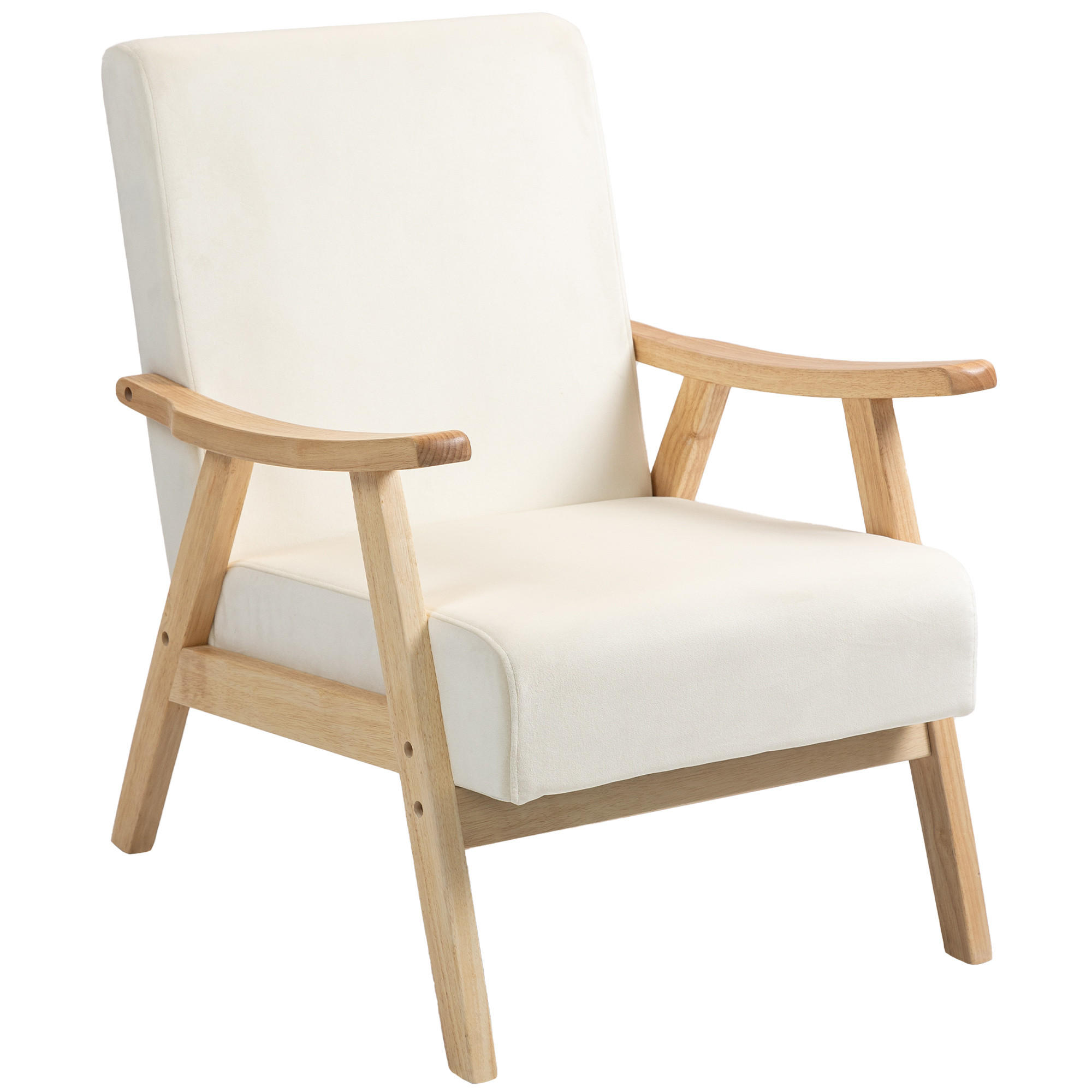 SESSEL Wohnzimmer Nordisch Relaxsessel mit Armlehne, Sitzkissen Cremeweiß - Creme, Kunststoff (65/83/80cm) - HOMCOM