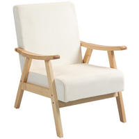 SESSEL Wohnzimmer Nordisch Relaxsessel mit Armlehne, Sitzkissen Cremeweiß - Creme, Kunststoff (65/83/80cm) - HOMCOM