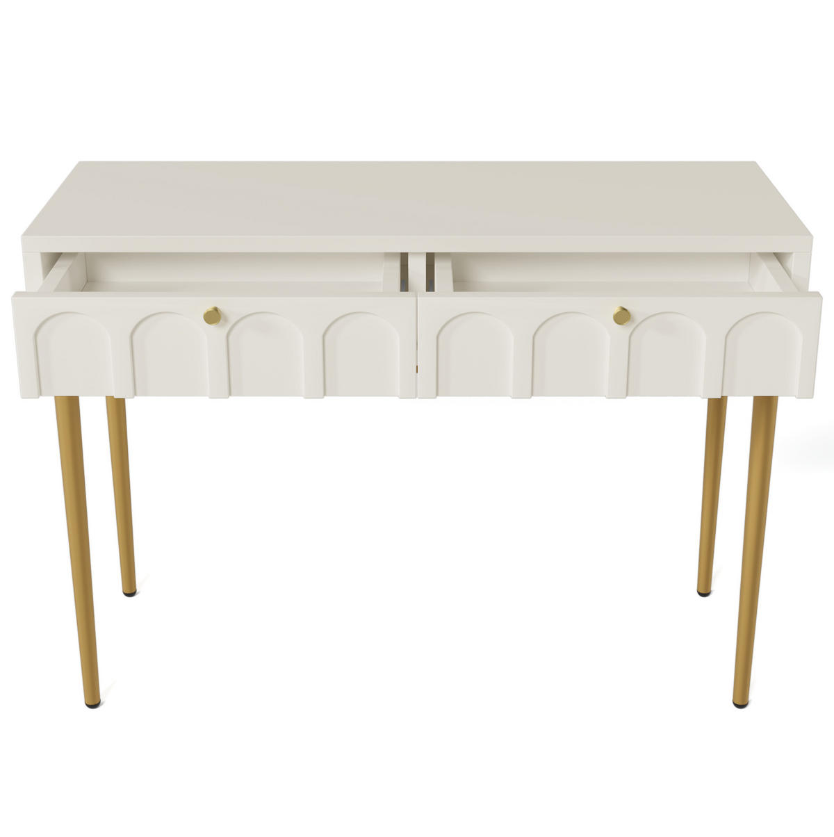 SCHMINKTISCH 100/45/76,5 cm in Creme-Weiß mit 2 Schubladen - Weiß, Holzwerkstoff (100/45/76.5cm) - Flora Grace
