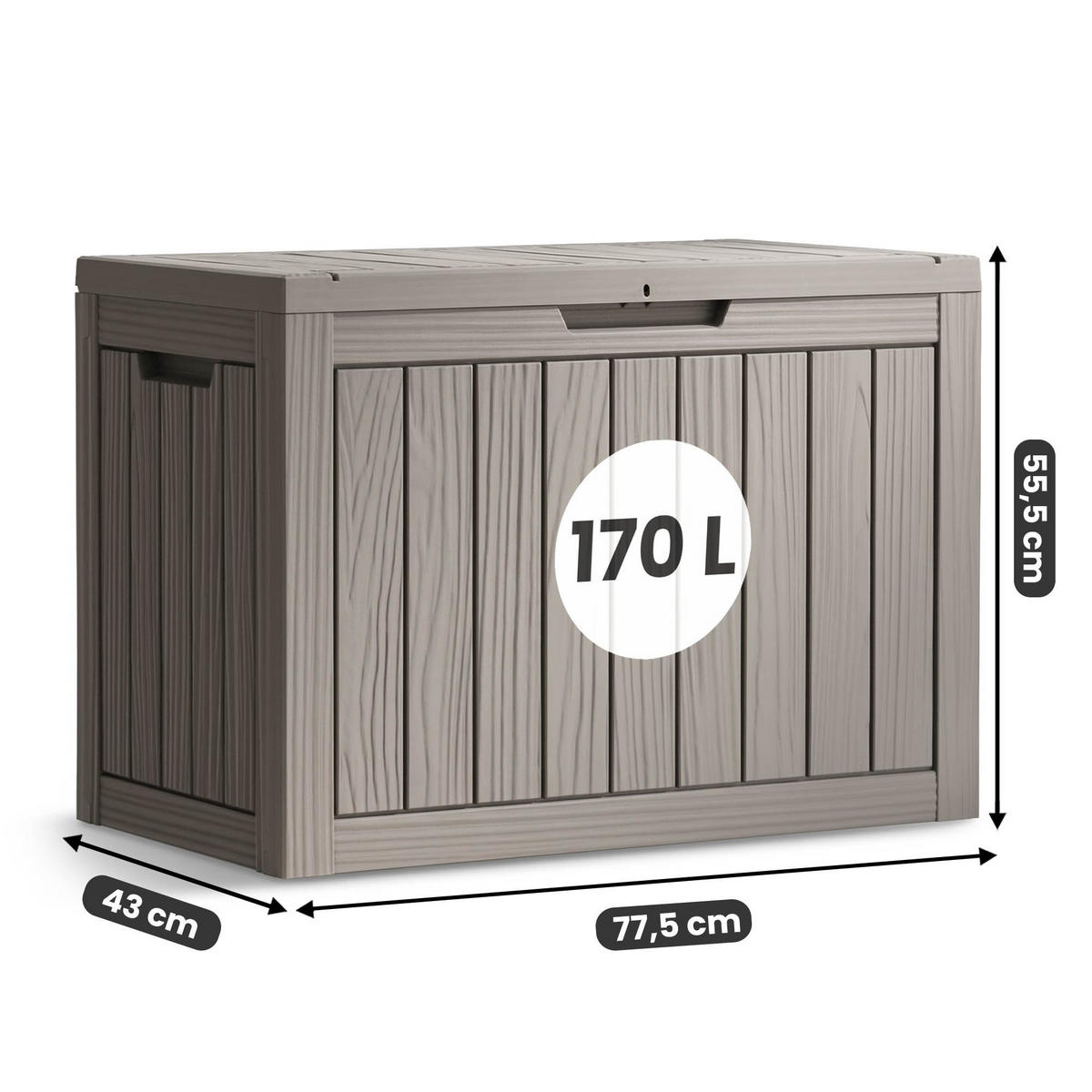 GARTENBOX 170L Grau - Grau, Kunststoff (77.5/55.5/43cm) - Akord