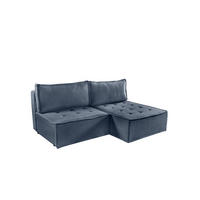 ECKSOFA Schlafsofa Amalia In Raven - Blau, Holzwerkstoff/Textil (200/140cm) - Fun Möbel