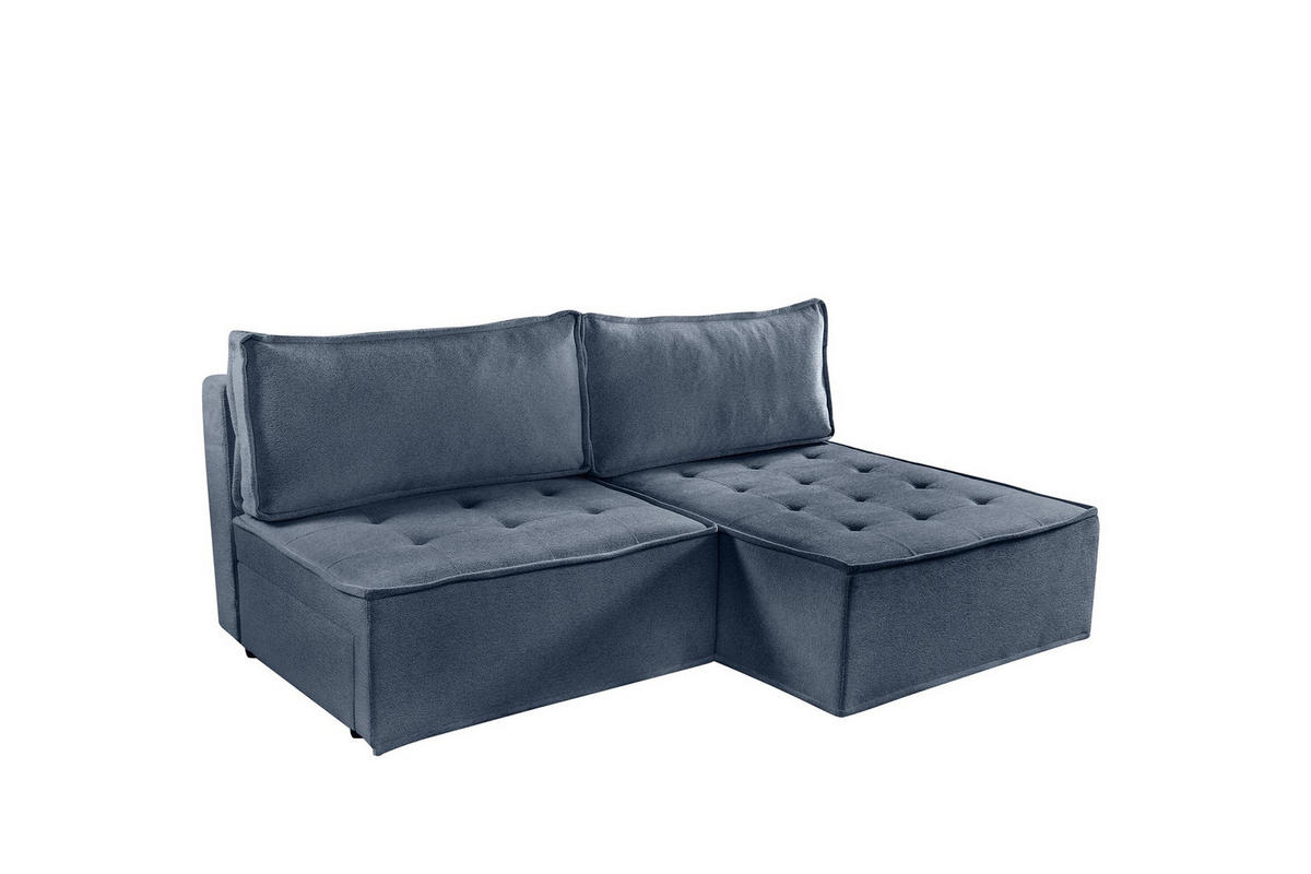 ECKSOFA Schlafsofa Amalia In Raven - Blau, Holzwerkstoff/Textil (200/140cm) - Fun Möbel