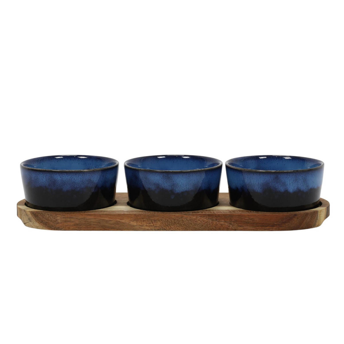 SNACKTABLETT mit Steingutschälchen Blau 29/10/4 cm - Dunkelblau, Keramik (10/4/29cm) - Excellent Houseware