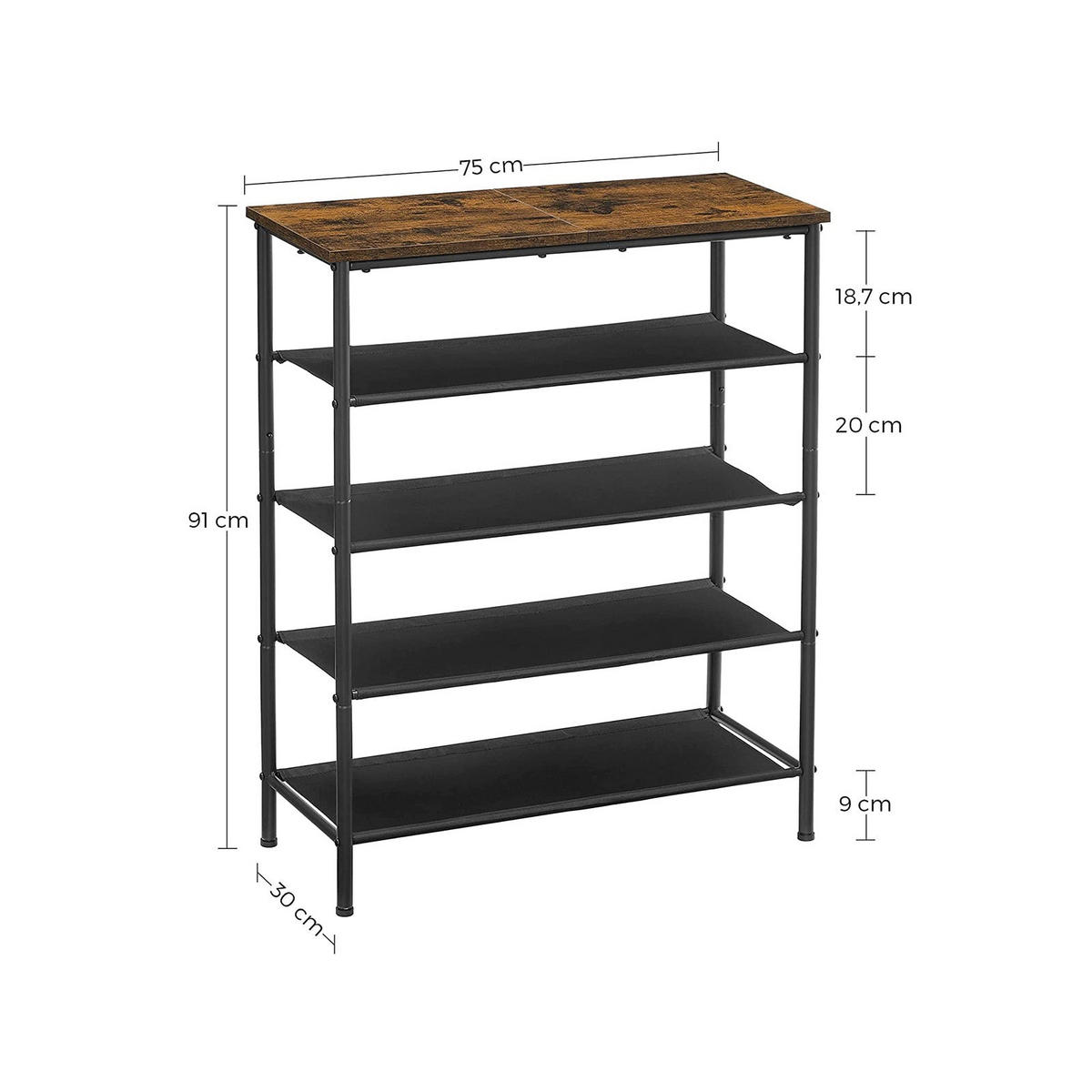 SCHUHREGAL - Braun, Holzwerkstoff (30/91/75cm) - Hansiro