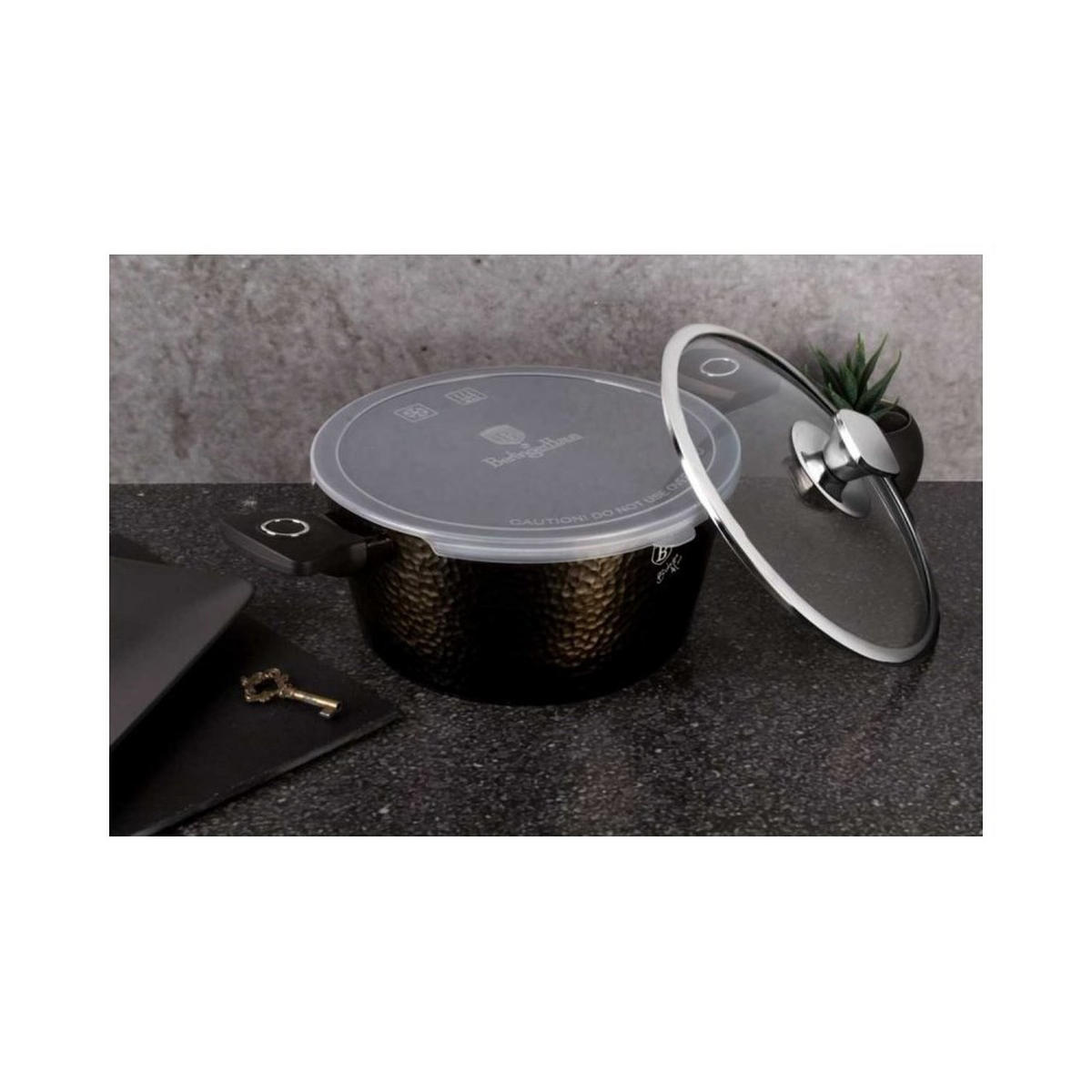 TOPF Schwarz 20/20/10.4 cm BH6571 - Schwarz, Glas (20cm) - Berlinger Haus