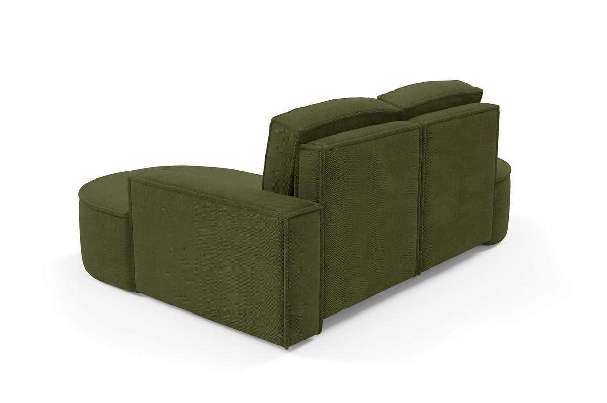 ECKSOFA MOLLY – Halbkreisförmig, Curio‑Bouclé, Lose Kissen, 210x157x88 cm, Rechts, Grün - Grün, Holz/Textil (210/157cm) - DomoHome
