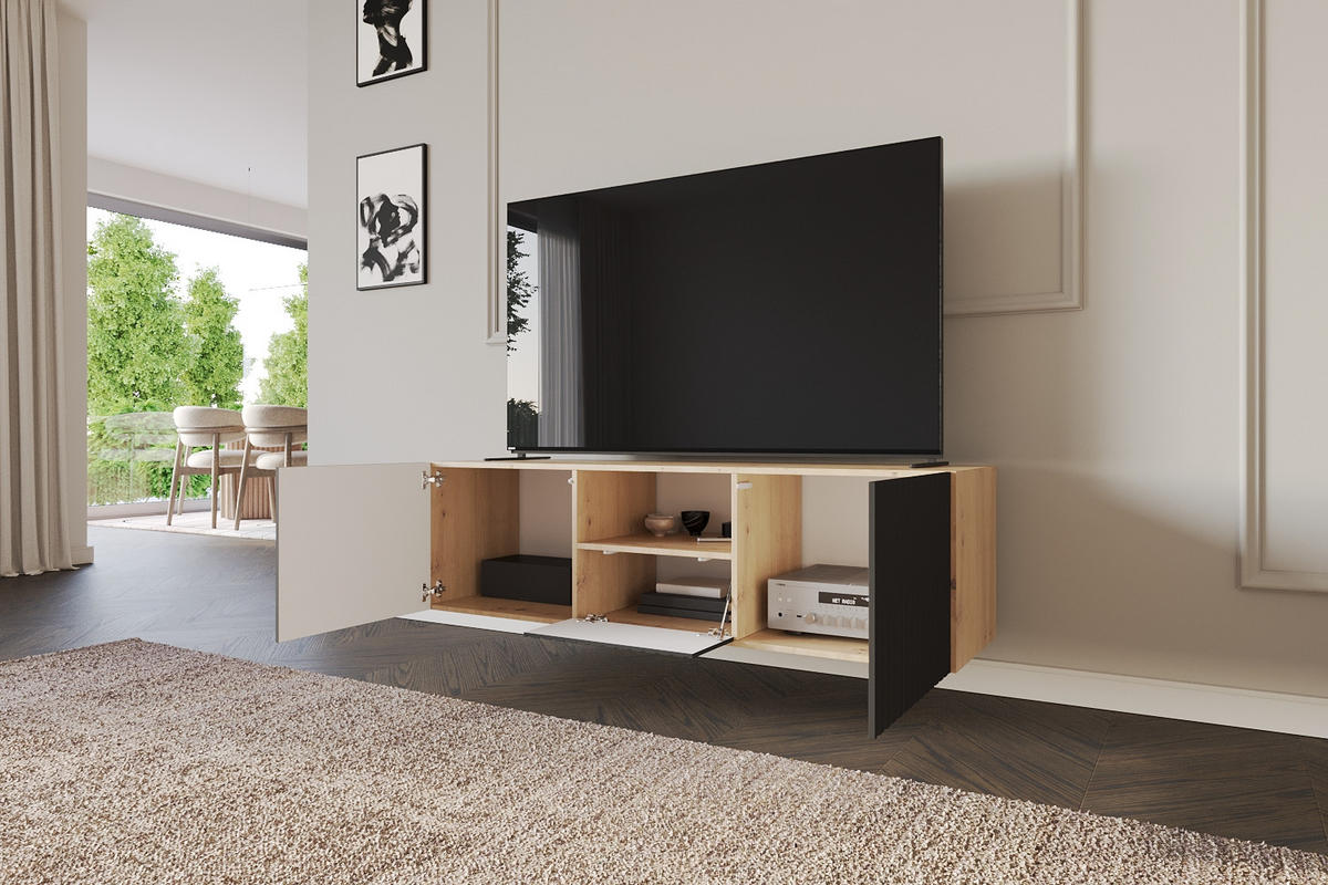 LOWBOARD KITO-W 140x40x41 cm - Artisan / Schwarz - Schwarz, Holzwerkstoff (140/40/41cm) - ALTDECOR