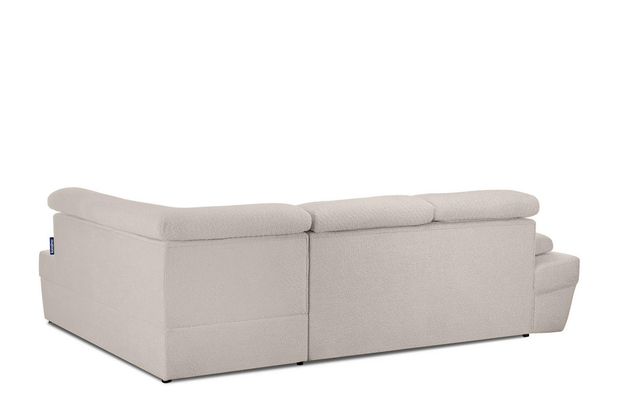 SCHLAFECKSOFA RATLO rechts 4/5-Sitzer mit Bettkasten, Ecru - Ecru/Silberfarben, Textil (270/190cm) - KONSIMO®