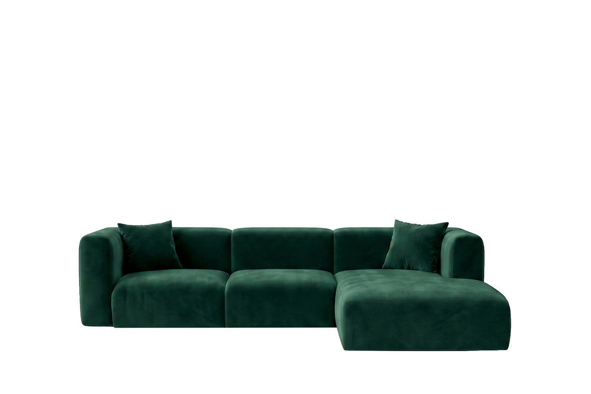 ECKSOFA L-Form, Velvet-Stoff Bluvel, Grün, Rechts, GRETA - Grün, Holz (318/179cm) - Kaiser Möbel