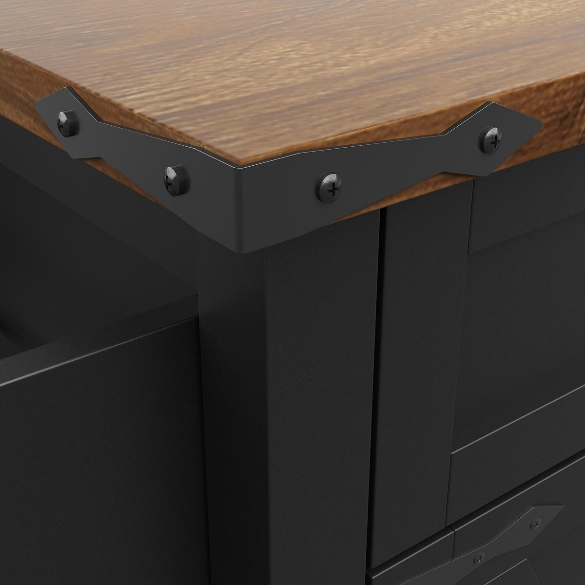 KÜCHENINSEL 140x73x93cm Schwarz mit Klapptisch & Rädern - Schwarz, Holzwerkstoff (140/93/73cm) - Modfu