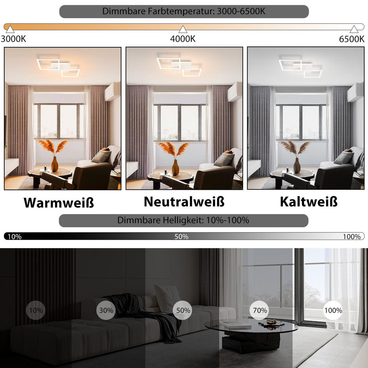 LED-DECKENLEUCHTE Malsom 62.8/29.5/7.4 cm - Weiß, Metall (29.5/62.8/7.4cm) - Nettlife