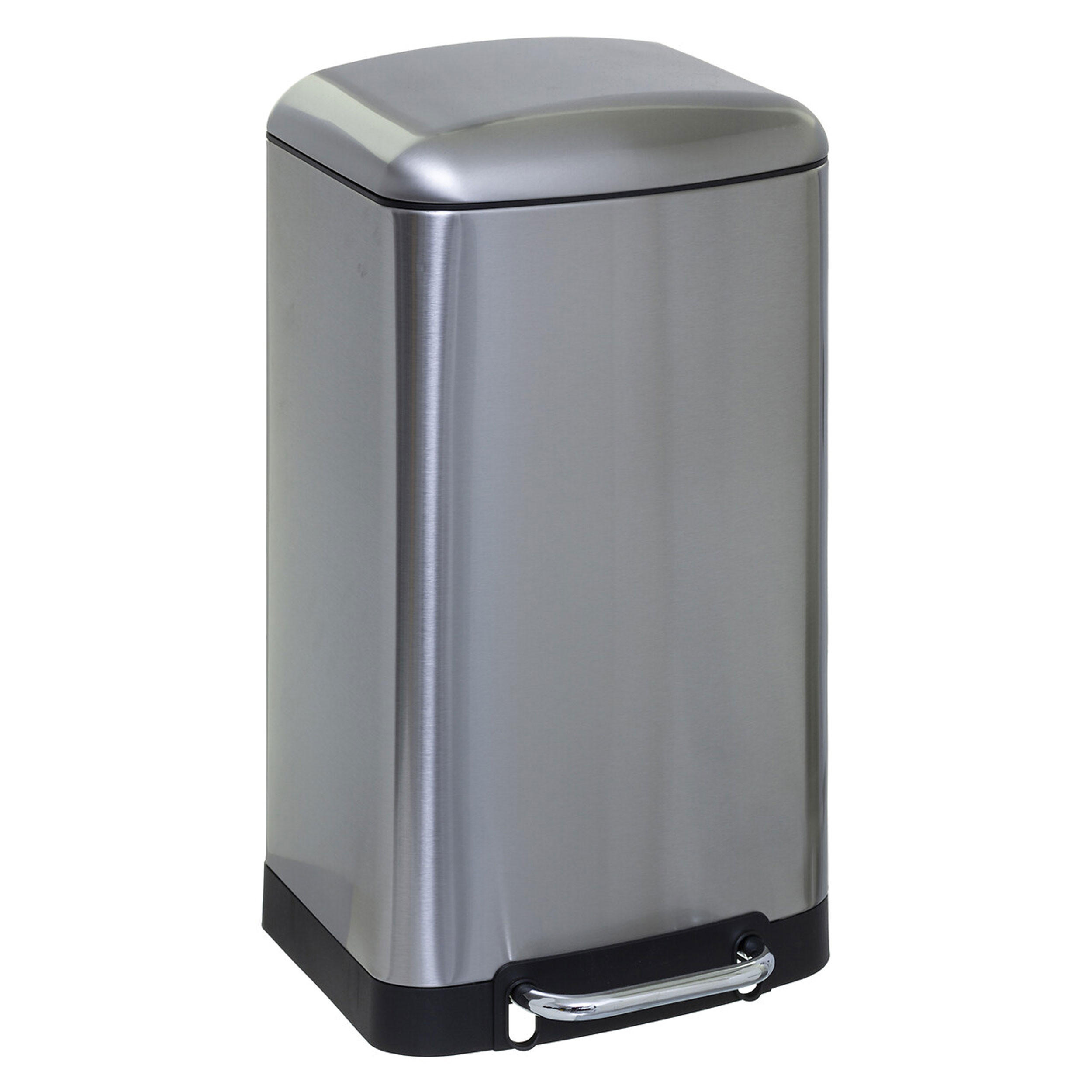 TRETABFALLEIMER Ariane, Edelstahl, PP-Kunststoff, Silberfarben, 30 Liter - Silberfarben, Metall (32/61/34cm) - 5five Simply Smart