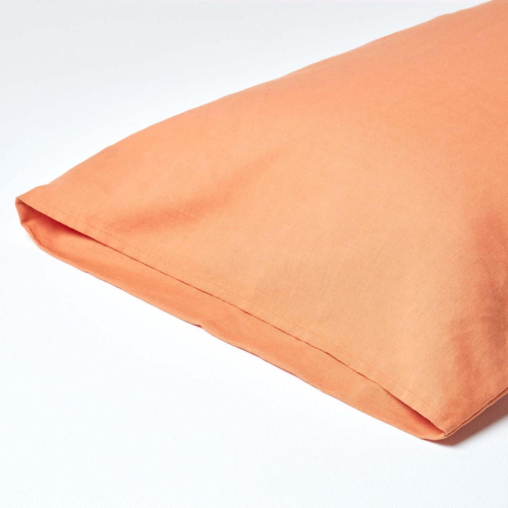 Thumbnail - Homescapes Seitenschläferkissenbezug, Orange, Textil, Rechteckig, 50x140 cm, Oeko-Tex®, Schlaftextilien, Bettwäsche