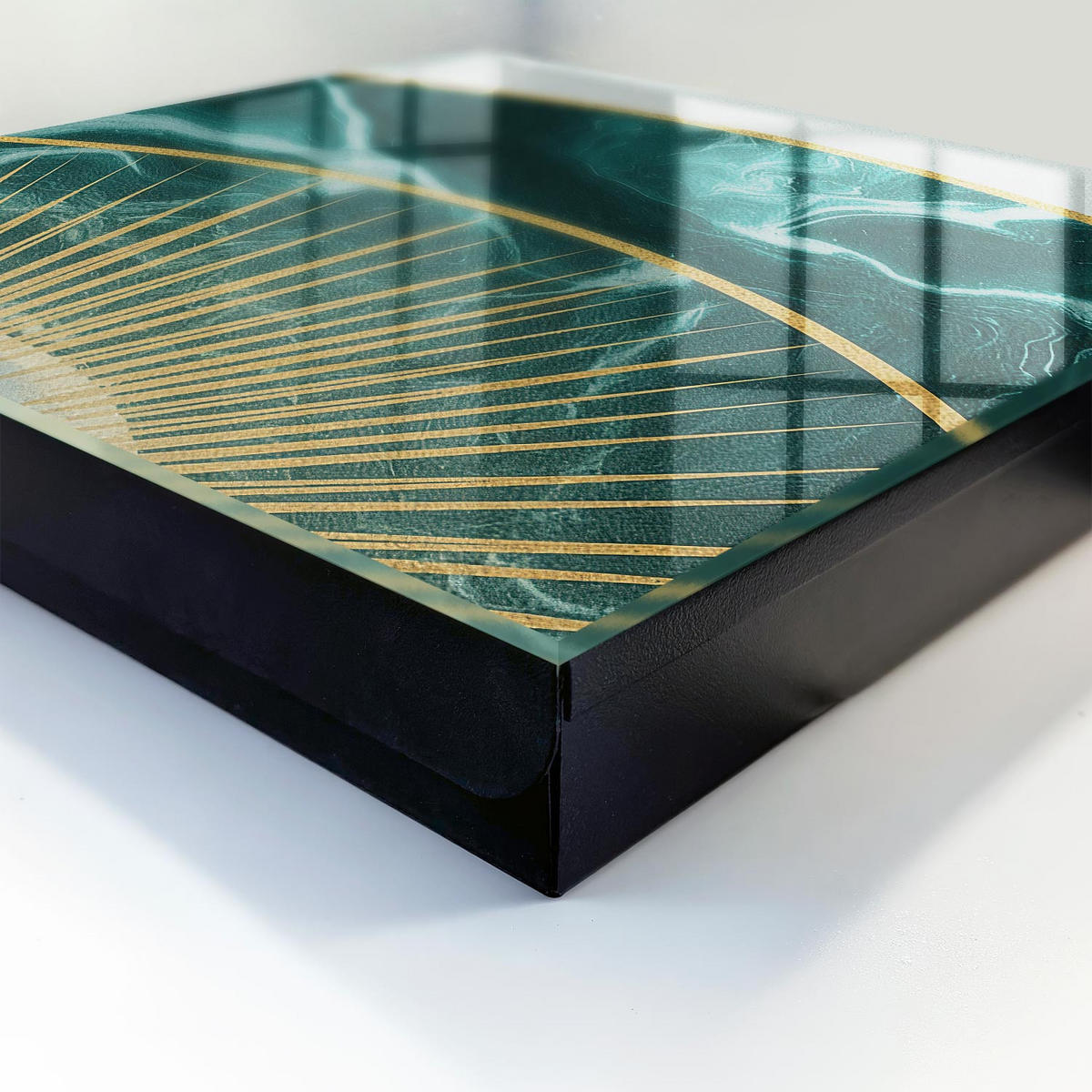 SCHLÜSSELBOX Schwarz 30x30 cm- Türöffnung nach rechts - Elegante Harmonie - Grün, Metall (30/30/5cm) - TULUP