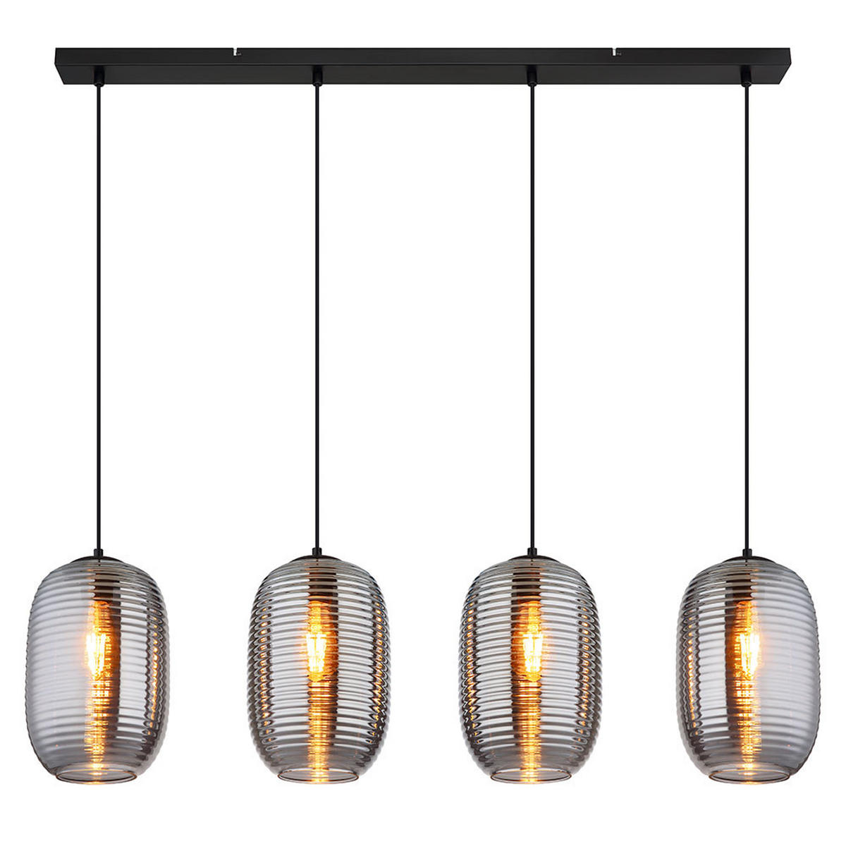 PENDELLEUCHTE Metall Schwarz Rauchglas - Schwarz, Glas (109/20/120cm) - Globo Lighting