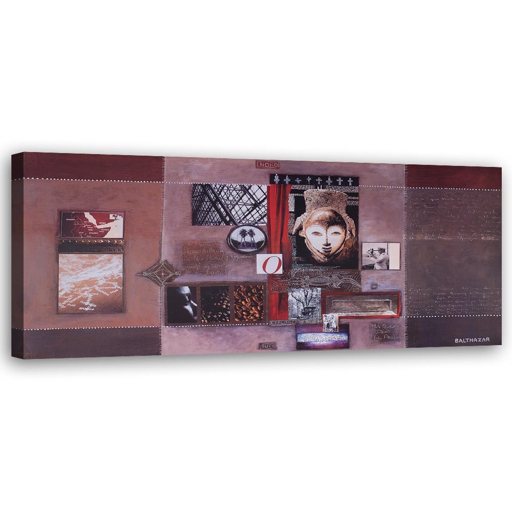 WANDBILD collage aus alten fotos - Beige, Textil (90/30cm) - Feeby