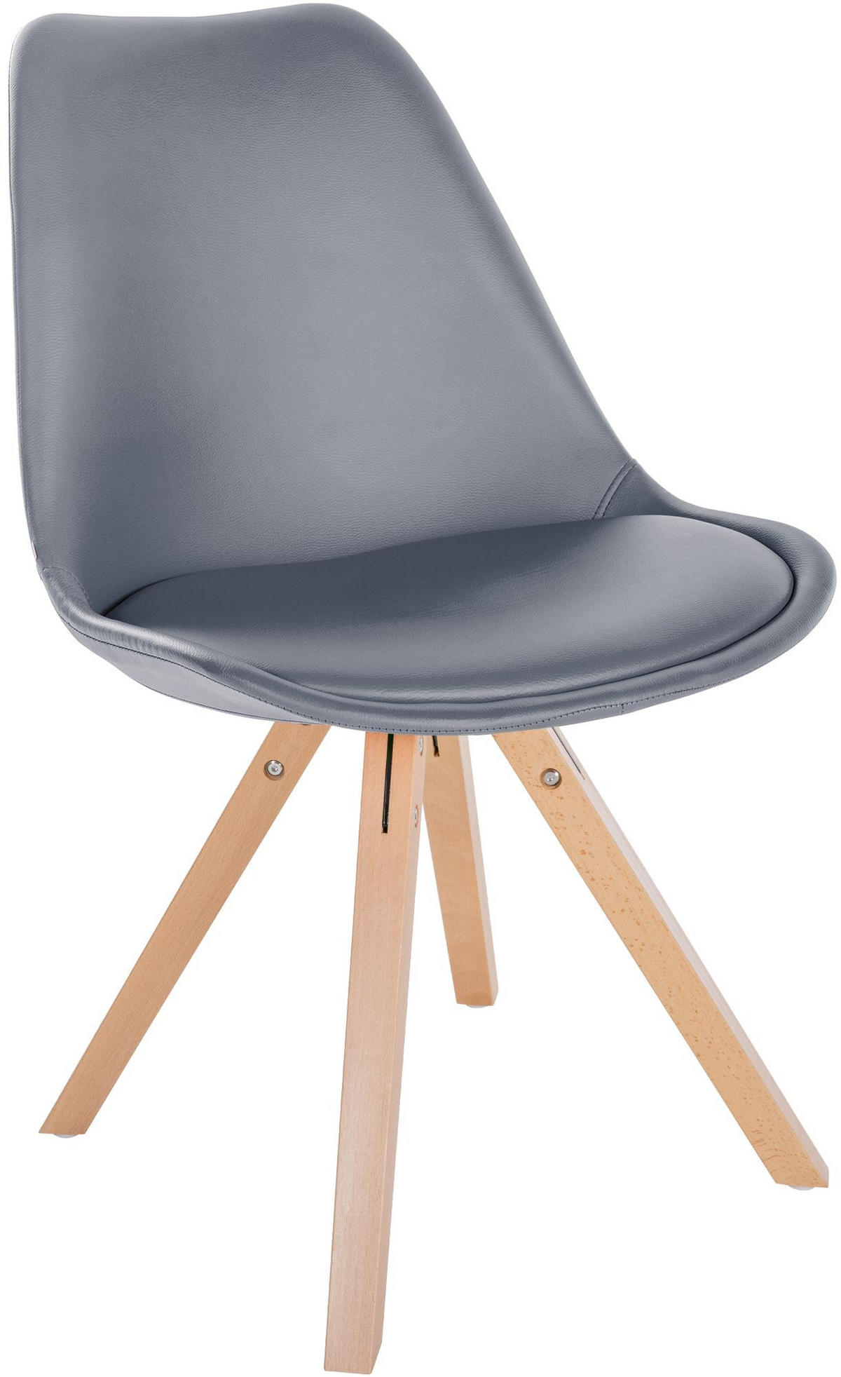 STUHL 4er Set Lederlook grau - Naturfarben/Grau, Holz/Textil (48/81/54cm) - CLP