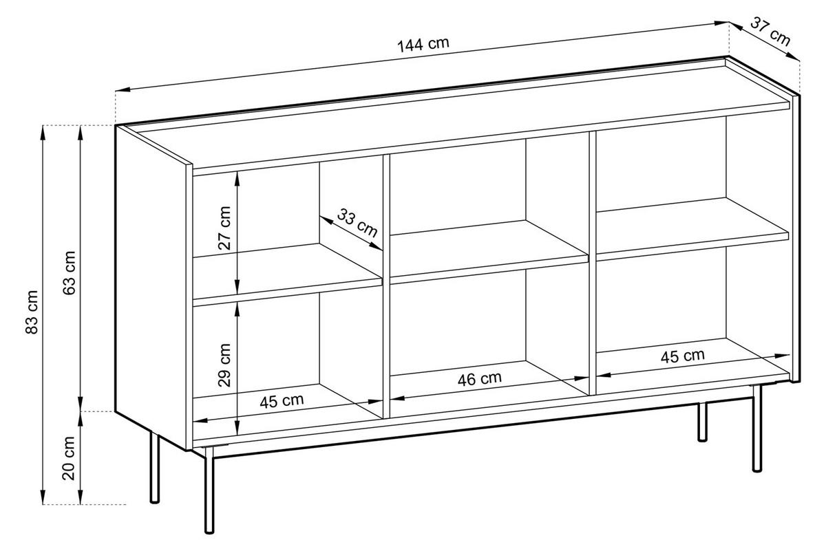 SIDEBOARD Color Keramikrot / Eiche Linea 144 / 37 / 83cm - Hellbraun/Rot, Holz/Holzwerkstoff (144/83/37cm) - Feldmann-Wohnen