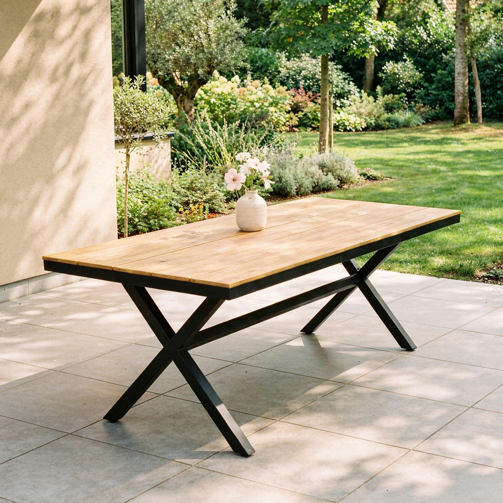 GARTENTISCH ISOLA - Naturfarben/Grau, Kunststoff/Metall (100/180/76cm) - IDIMEX