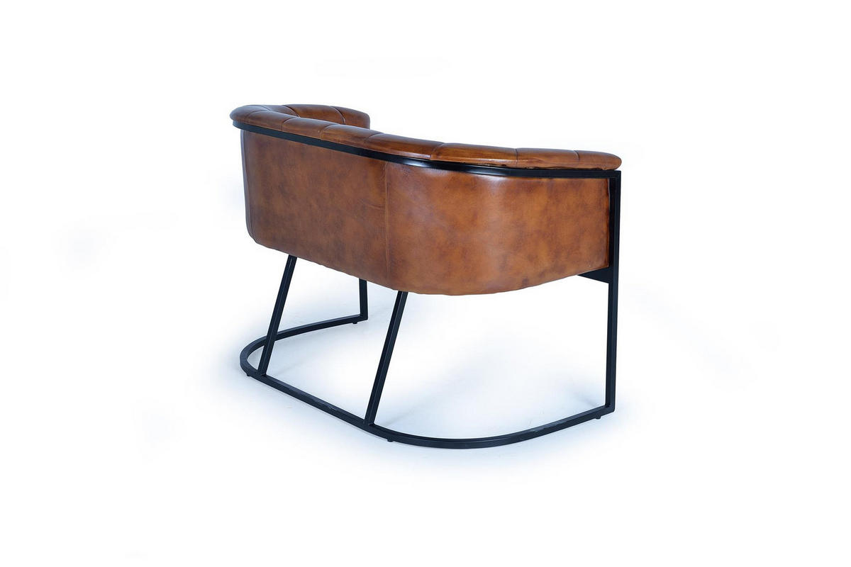 SESSEL aus Leder und Metall - Braun, Fell (73/80/115cm) - Giner y Colomer