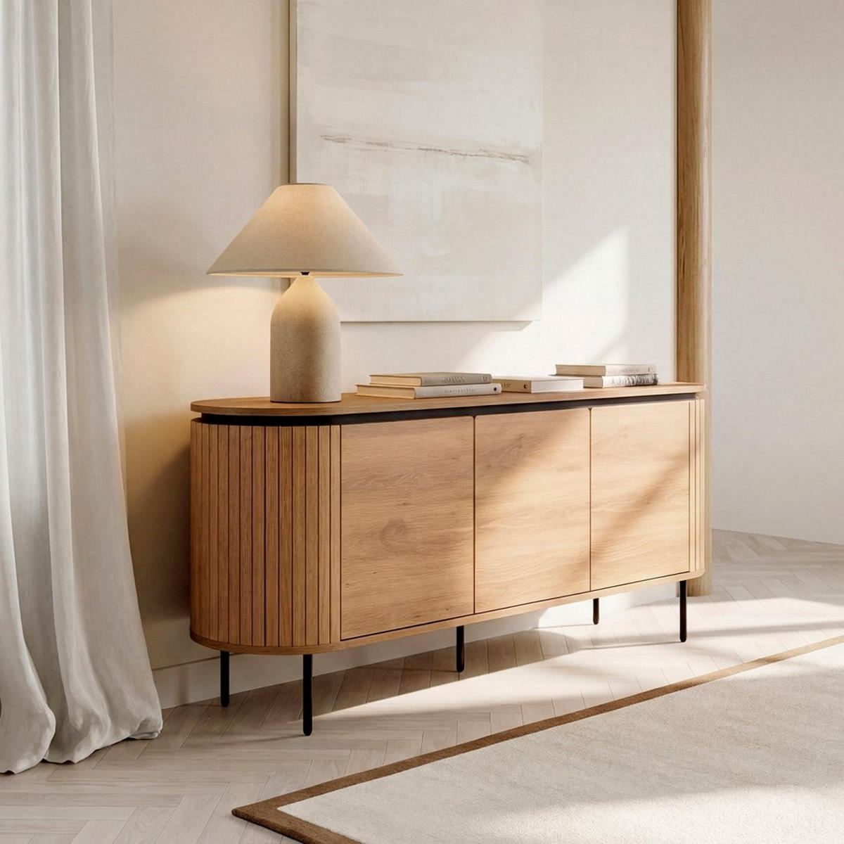 ANRICHTE NIEDRIGE Helios Natürlich 160 cm x 76 cm - Naturfarben, Holzwerkstoff (160/76/40cm) - Klast Home