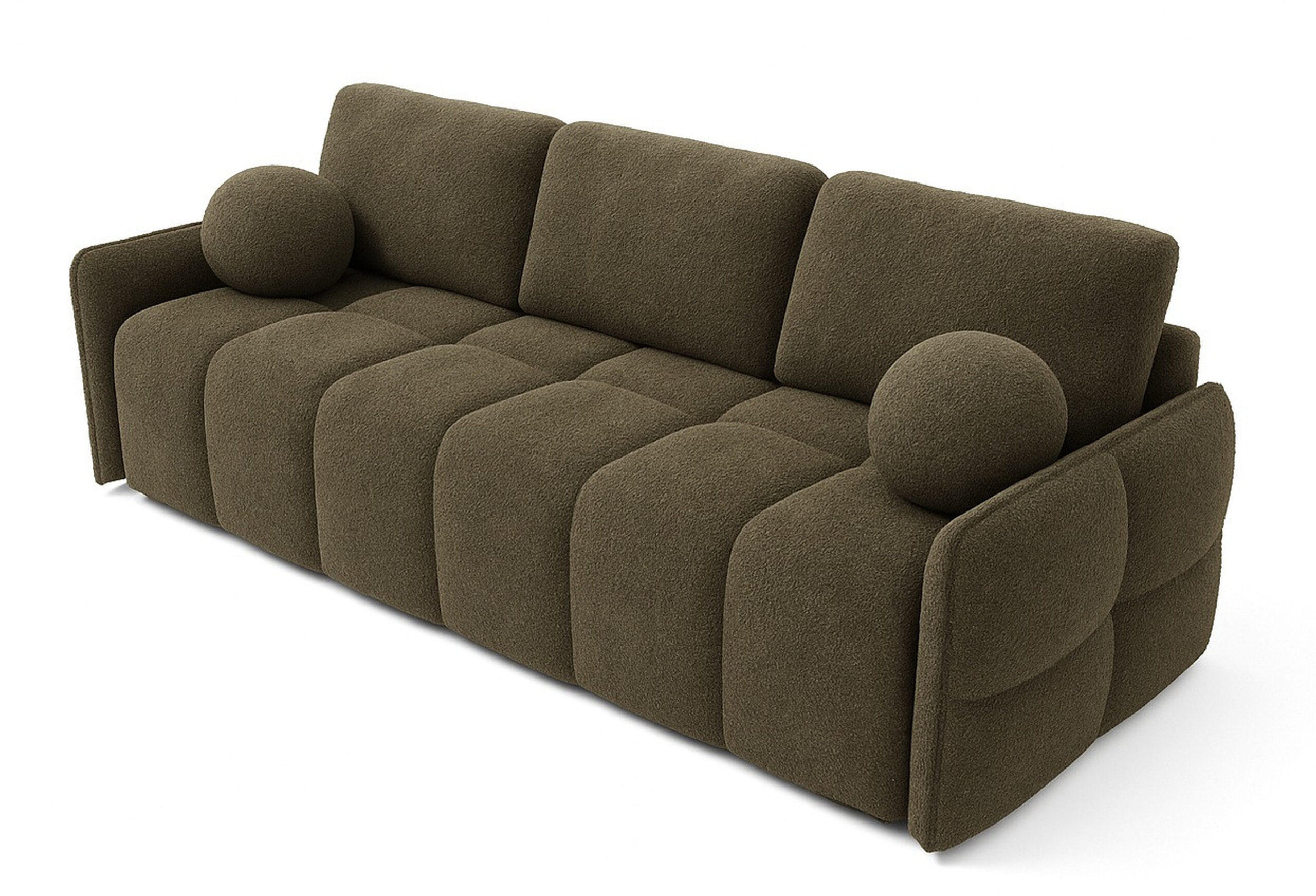 SCHLAFSOFA EMILI, Sofa mit Schlaffunktion und Bettkasten, Farbe: Dunkelbraun, Bouclé-Stoff - Dunkelbraun, Textil (212/95/90cm) - Sepro Meble