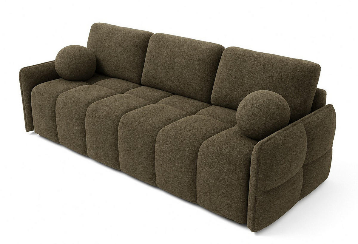SCHLAFSOFA EMILI, Sofa mit Schlaffunktion und Bettkasten, Farbe: Dunkelbraun, Bouclé-Stoff - Dunkelbraun, Textil (212/95/90cm) - Sepro Meble