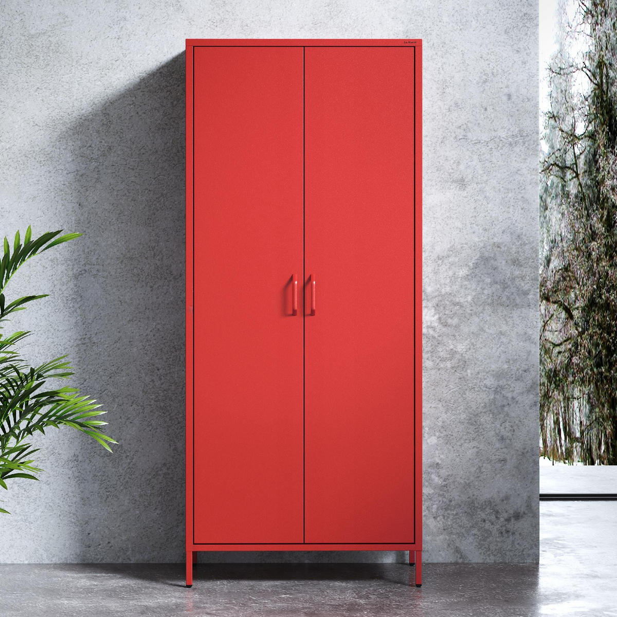 KLEIDERSCHRANK FLAVIO - Rot, Metall (80/185/45cm) - Jan Nowak