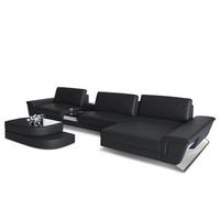 LEDERSOFA Bari L - Schwarz, Leder (369/197cm) - Sofa Dreams