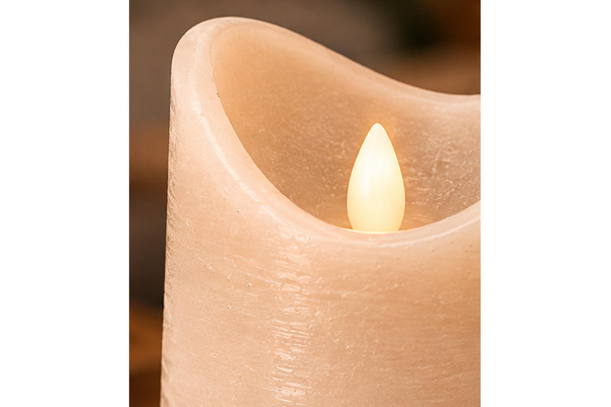LED-KERZE Ø7,5x15 cm, Beige - Beige, Naturmaterialien (7.5/7.5/15cm) - dasmöbelwerk