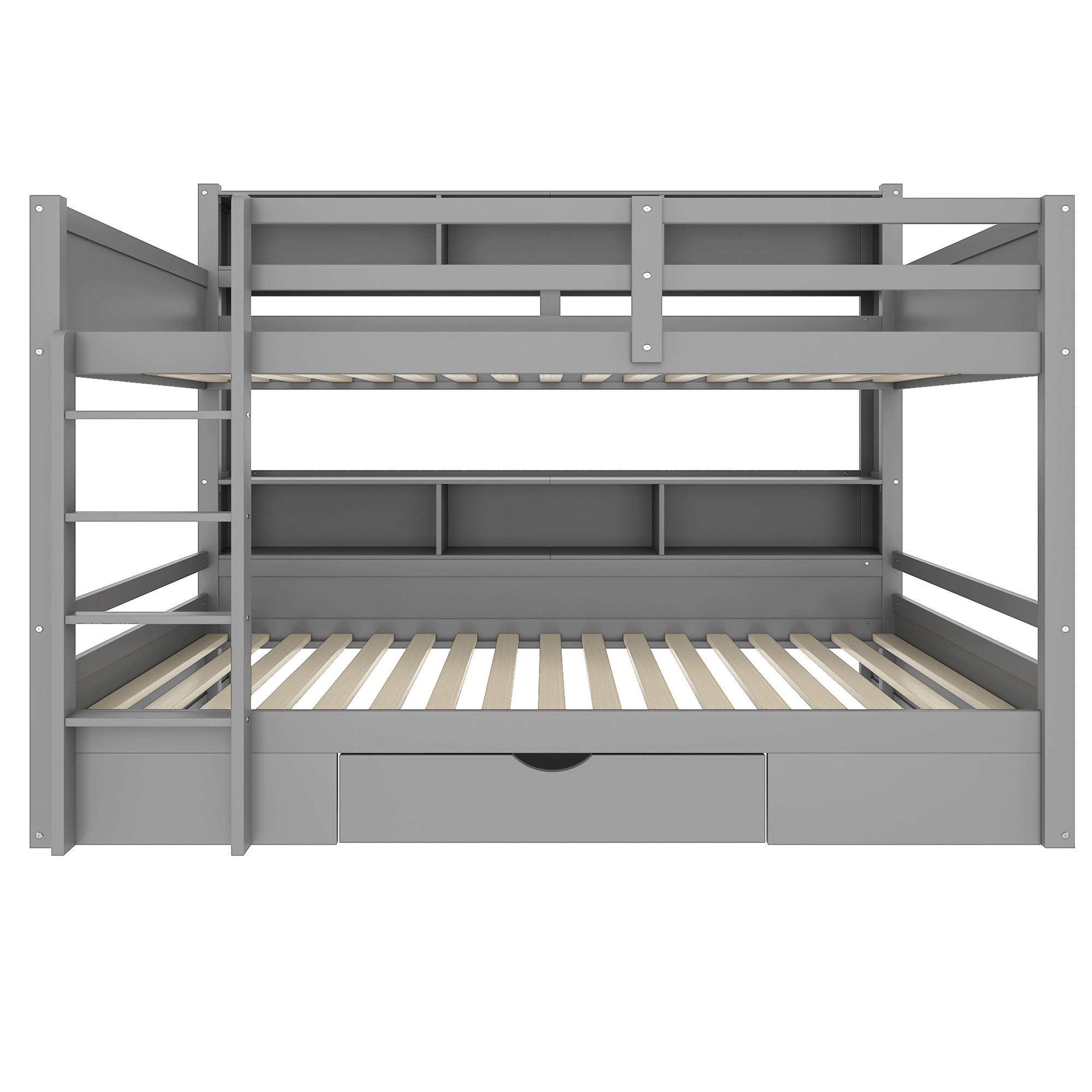 KINDERBETT Grau Liegefläche 90/200 cm, Etagenbett, Stauraum, Ohne Matratze - Grau, Holz (90/200cm) - PANGIVO