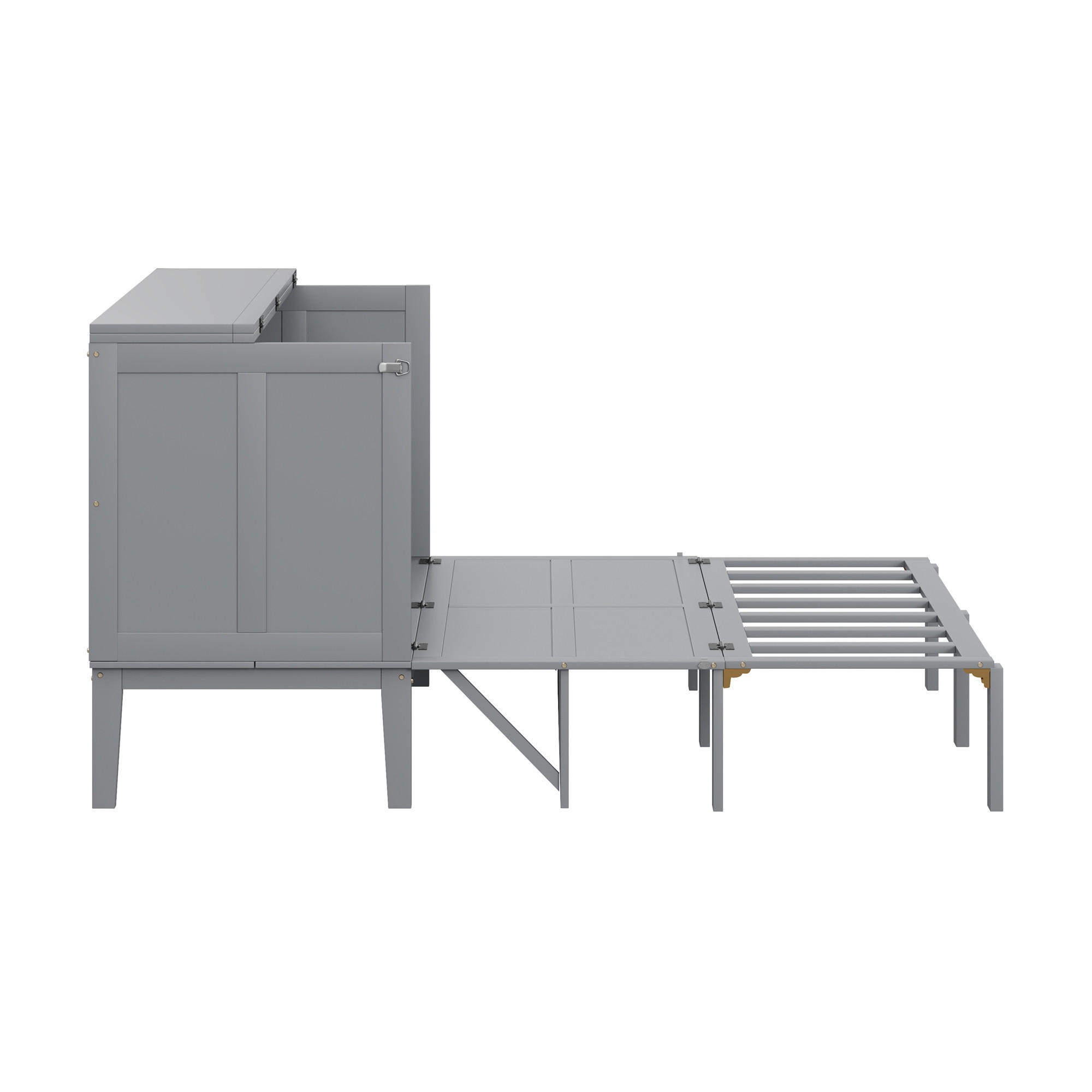 SCHRANKBETT 140/200 cm Grau mit Lattenrost und Hochschrank-Design - Grau, Holzwerkstoff (140/200cm) - OKWISH