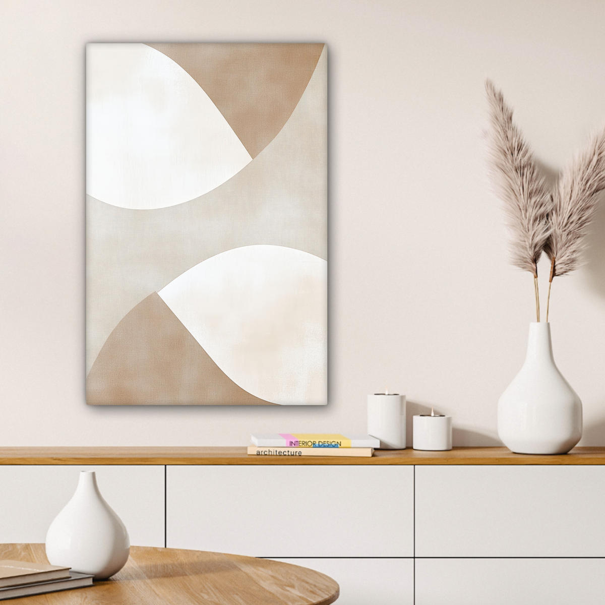 LEINWANDBILD Braun - Japandi - Abstrakt 40x60 cm - Beige, Textil (40/60cm) - MuchoWow