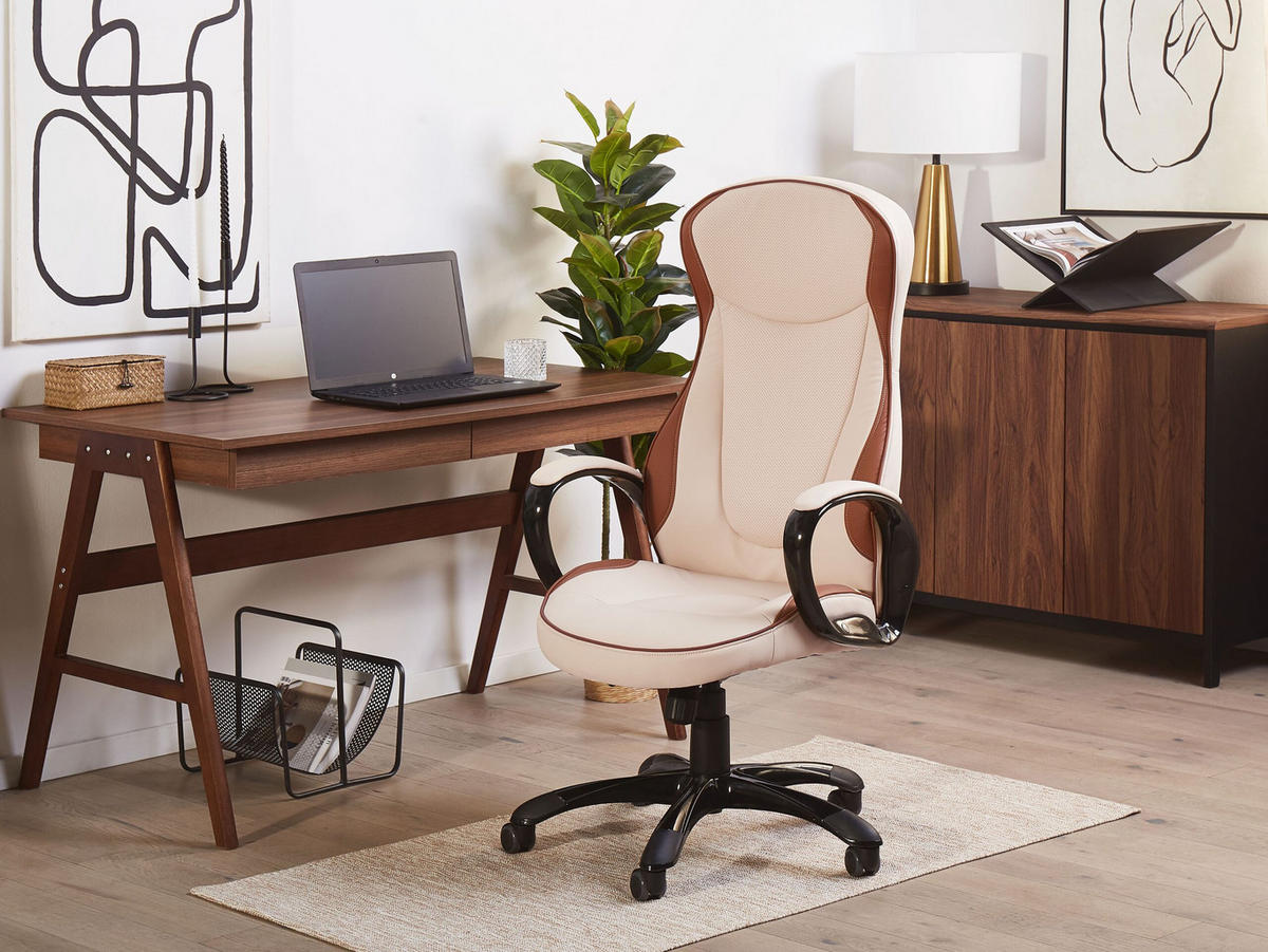 BÜROSTUHL Kunstleder Beige Felicity - Beige, Kunststoff/Textil (63/117/63cm) - Beliani