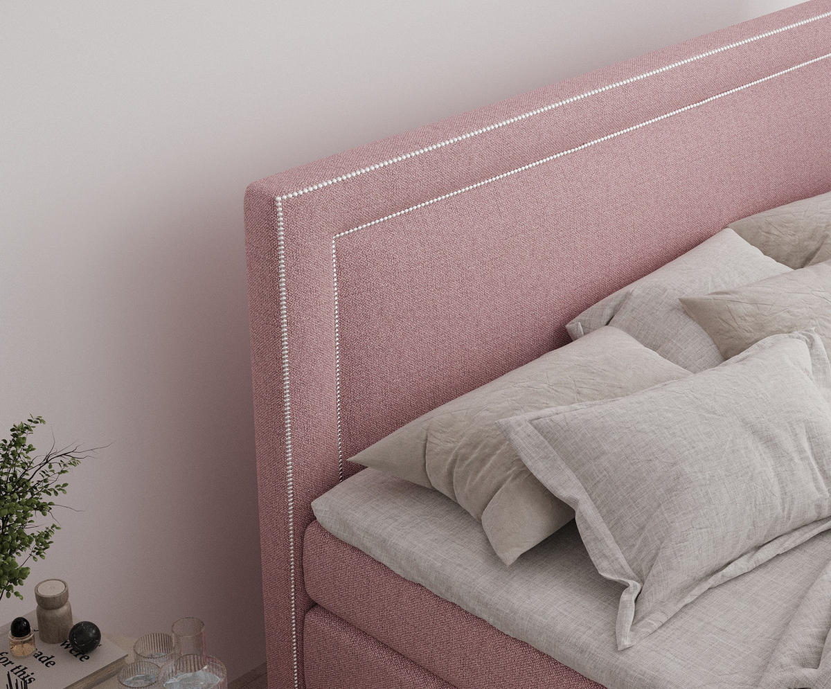 BOXSPRINGBETT Luxora Rosa 140/200 cm - Schwarz/Rosa, Holz/Holzwerkstoff (140/200cm) - Maison de Reve