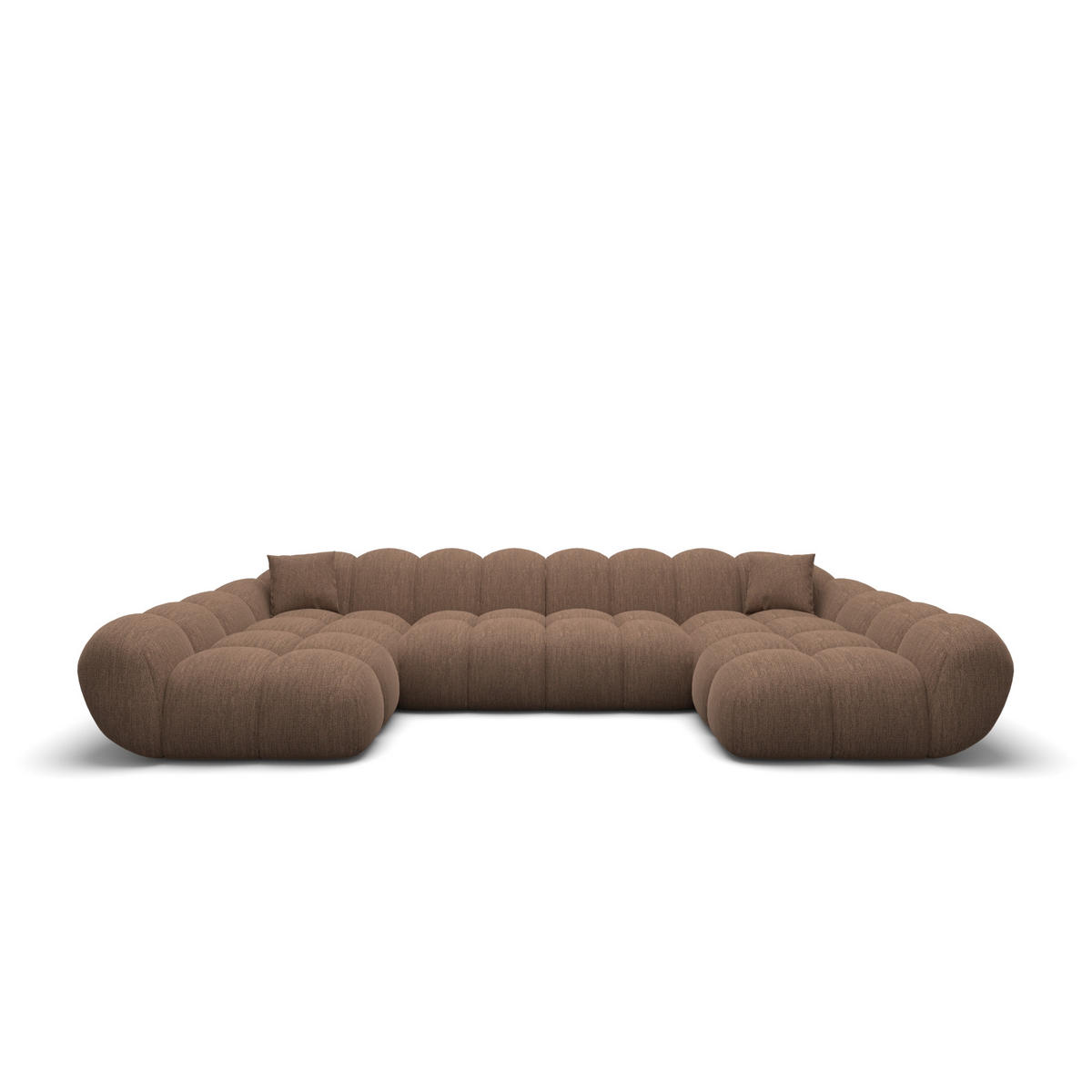 WOHNLANDSCHAFT Liva Braun Strukturstoff U-Form XXL Studio - Braun, Textil (330/70/160cm) - VAROYAL