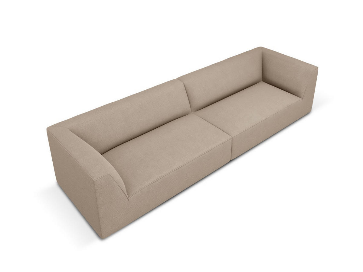 SOFA Ruby aus strukturiertem Stoff dunkelbeige 4 Sitzplätze - Sandfarben/Beige, Textil (302/69/93cm) - Micadoni