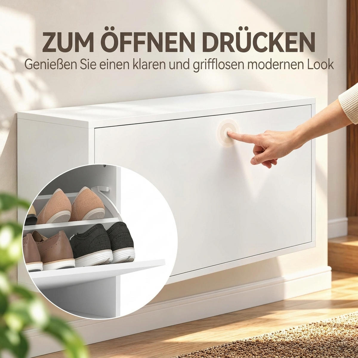 KLAPPSCHUHSCHRANK MDF Spanplatte Weiß - Weiß, Holzwerkstoff (30/43/70cm) - HOMCOM