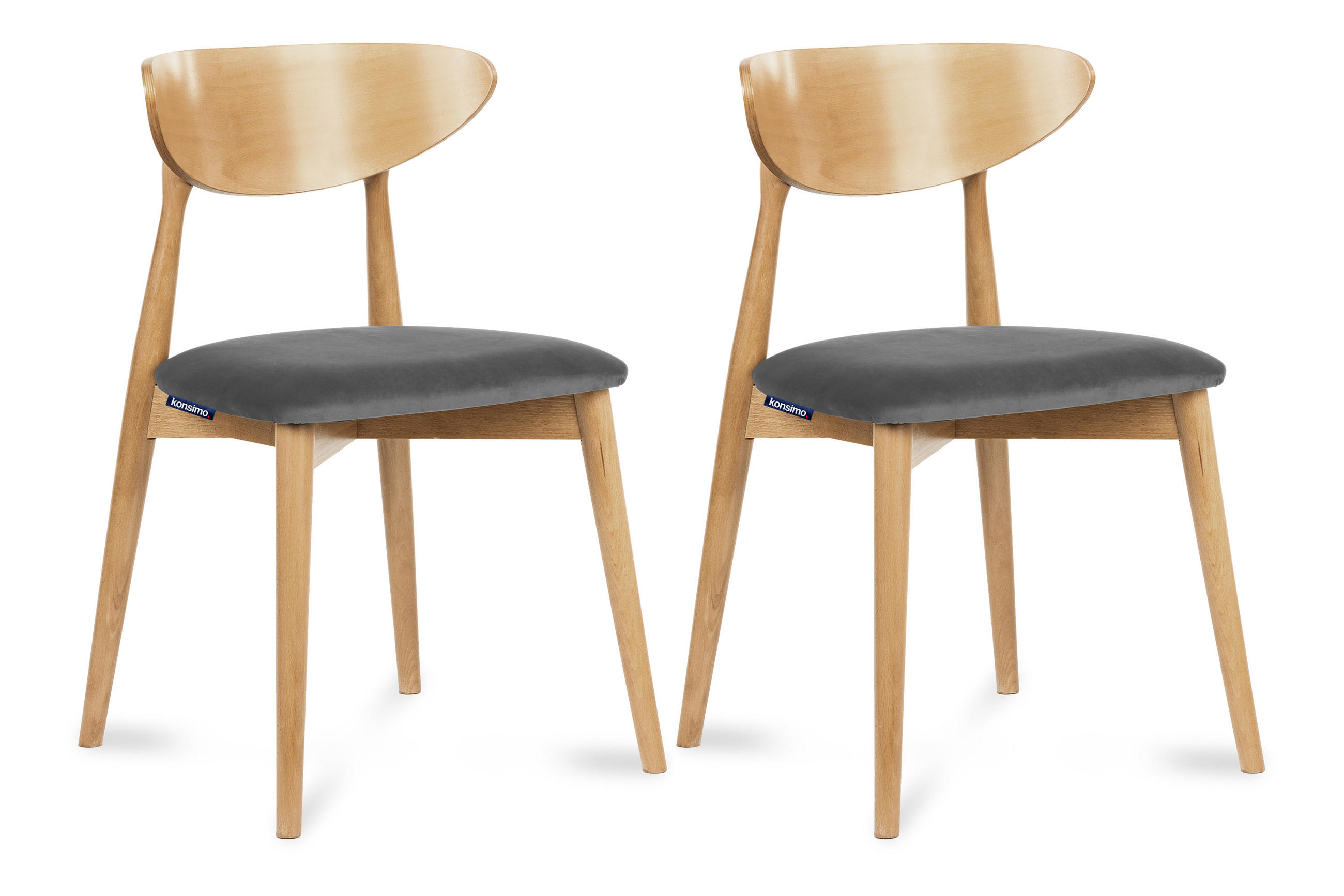 ESSZIMMERSTÜHLE RABI (2er-Set), grau / Eiche hell - Eichefarben/Grau, Holz/Buchenholz (47/79/45cm) - KONSIMO®